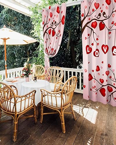 Miniatura 5 de Love-Tree Outdoor Curtains for Patio Waterproof Drapery,Grommet Window Curtain Living Room,Bedroom,Doorway,Kitchen,Cafe,Porch Drapes Valentine's Day