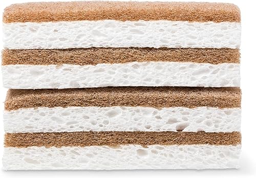 Miniatura 6 de Full Circle, White Bubble Up - Cepillo para platos de bambú, esponjas para limpiar platos y nuez cáscara, paquete de 2 esponjas naturales