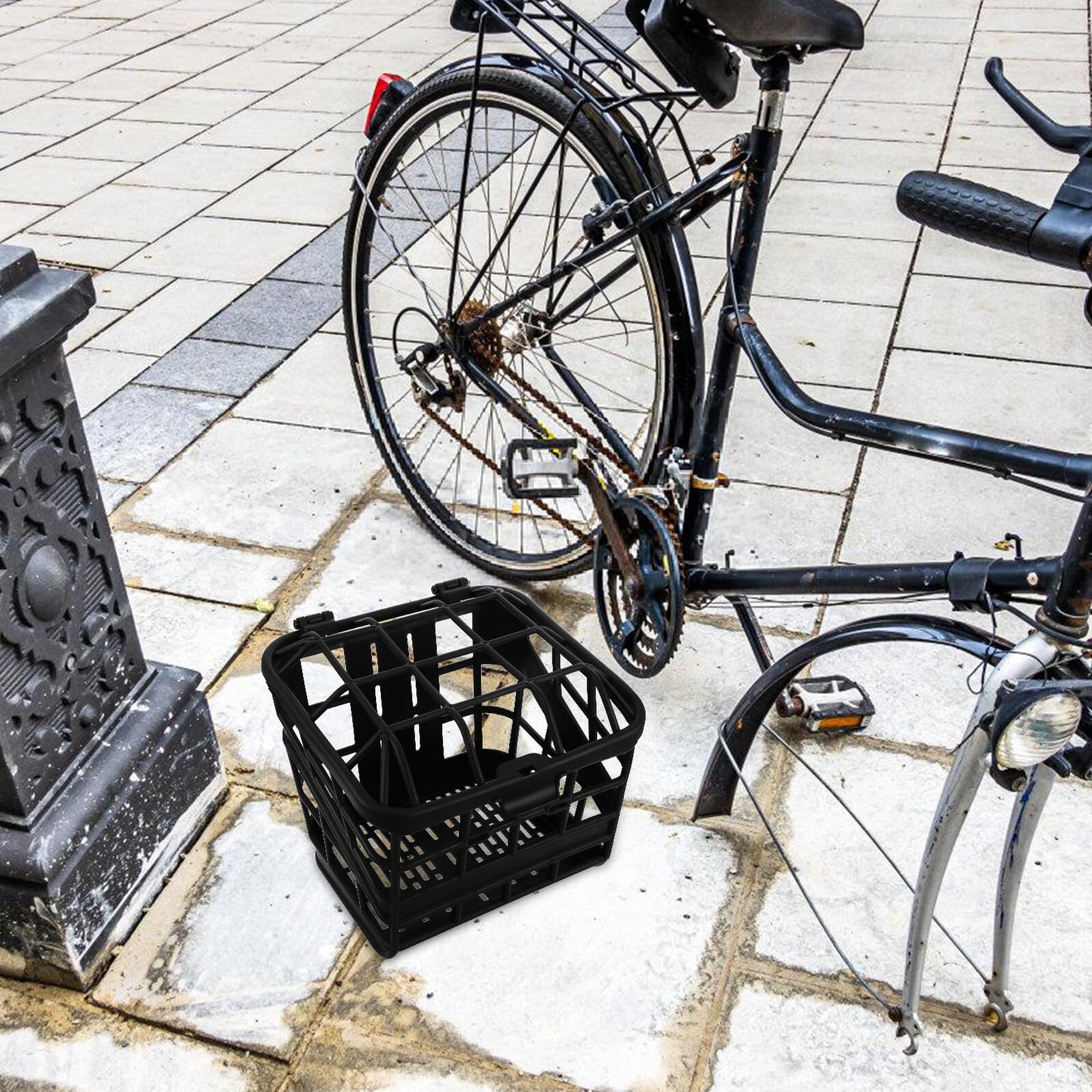 TOYANDONA Cesta de Plástico para Bicicleta con Diseño Estable y Resistente la Accesorio Desmontable para Manillar Delantero Compatible con Bicicletas Plegables y Eléctricas para Compras y