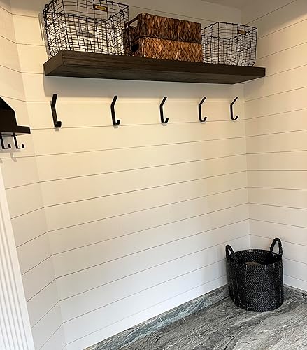 Vista 189 de joelsantiques - Estante rústico y contemporáneo con soportes, pino macizo, hecho a mano en Estados Unidos, 2 pulgadas de grosor x 8 pulgadas de Gris