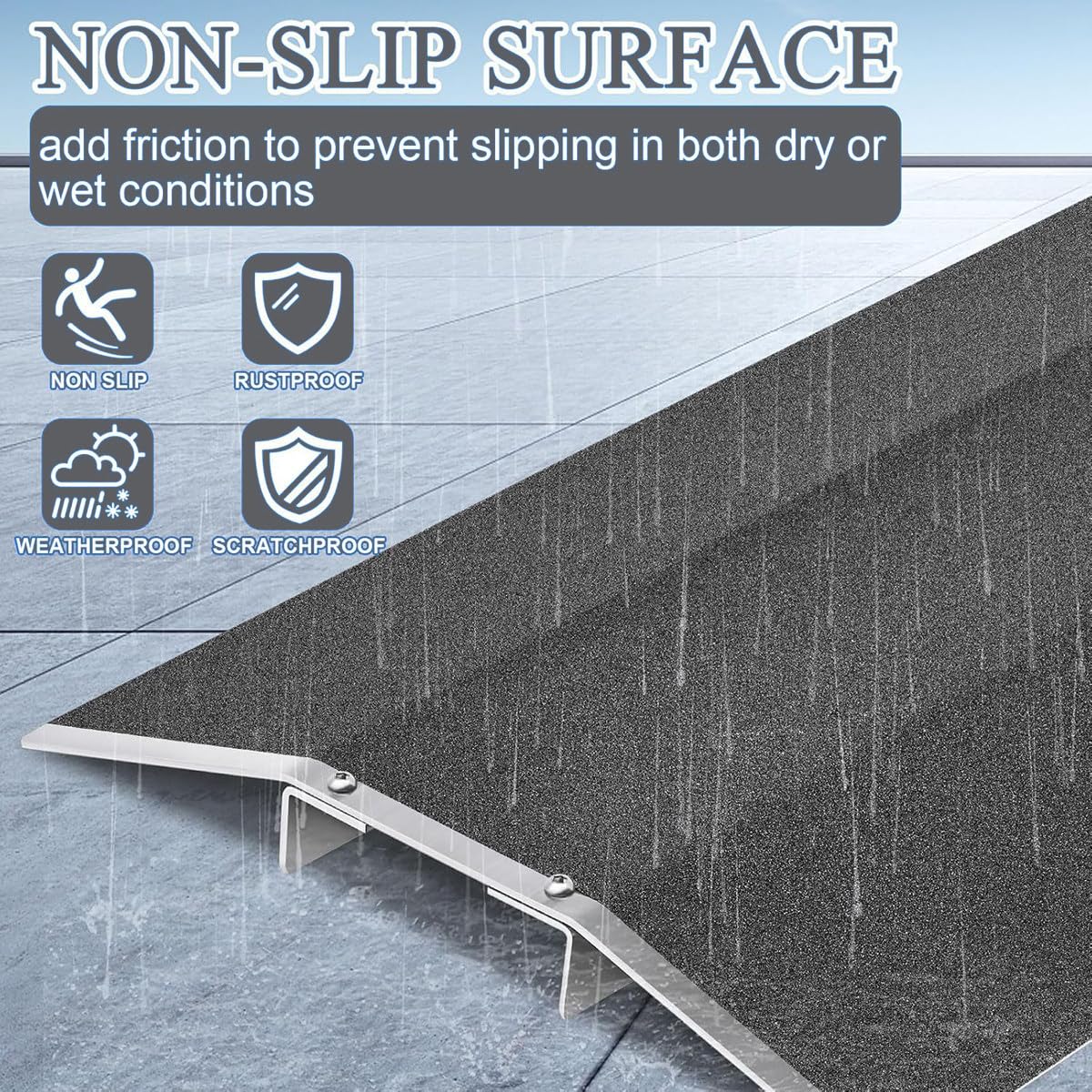 Rampa para silla de ruedas, capacidad de 660 libras, superficie de seguridad antideslizante para puertas, escaleras, escalones y calzadas, 8 cm de alto, diseño duradero