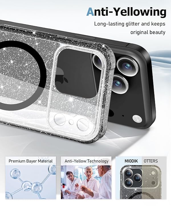 MIODIK Magnetic for iPhone 17 Pro Max Case + Screen Protector Sparkle Black by MIODIK - Used condition - Image 5