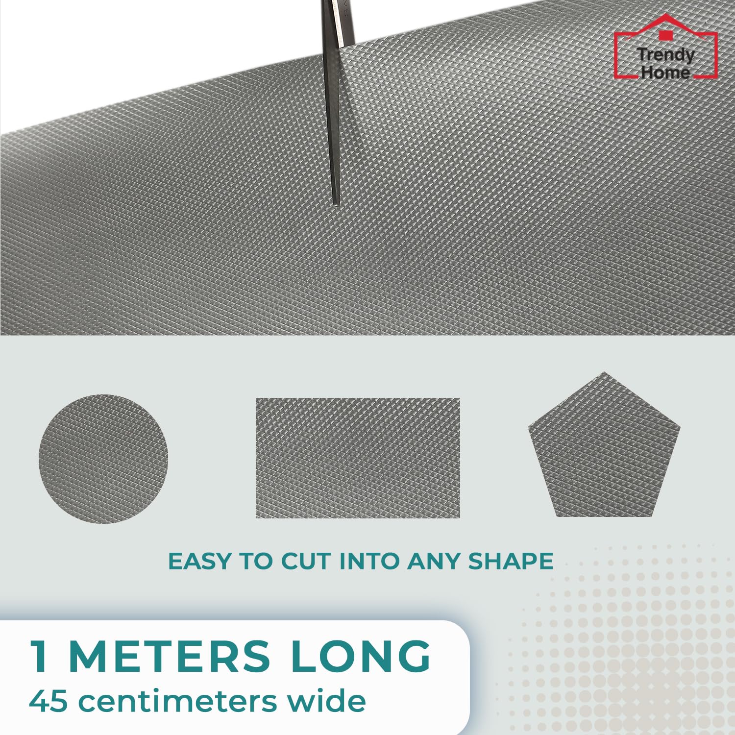 Senego by Trendy Home Anti-Slip Mat for Kitchen (45 cm x 1 m), Food Grade & Washable, Mat for Fridge, Shelves, Cupboards, EVA Shelf Liner Sheet for Drawers & Wardrobe (Diamond Texture, Grey) 2