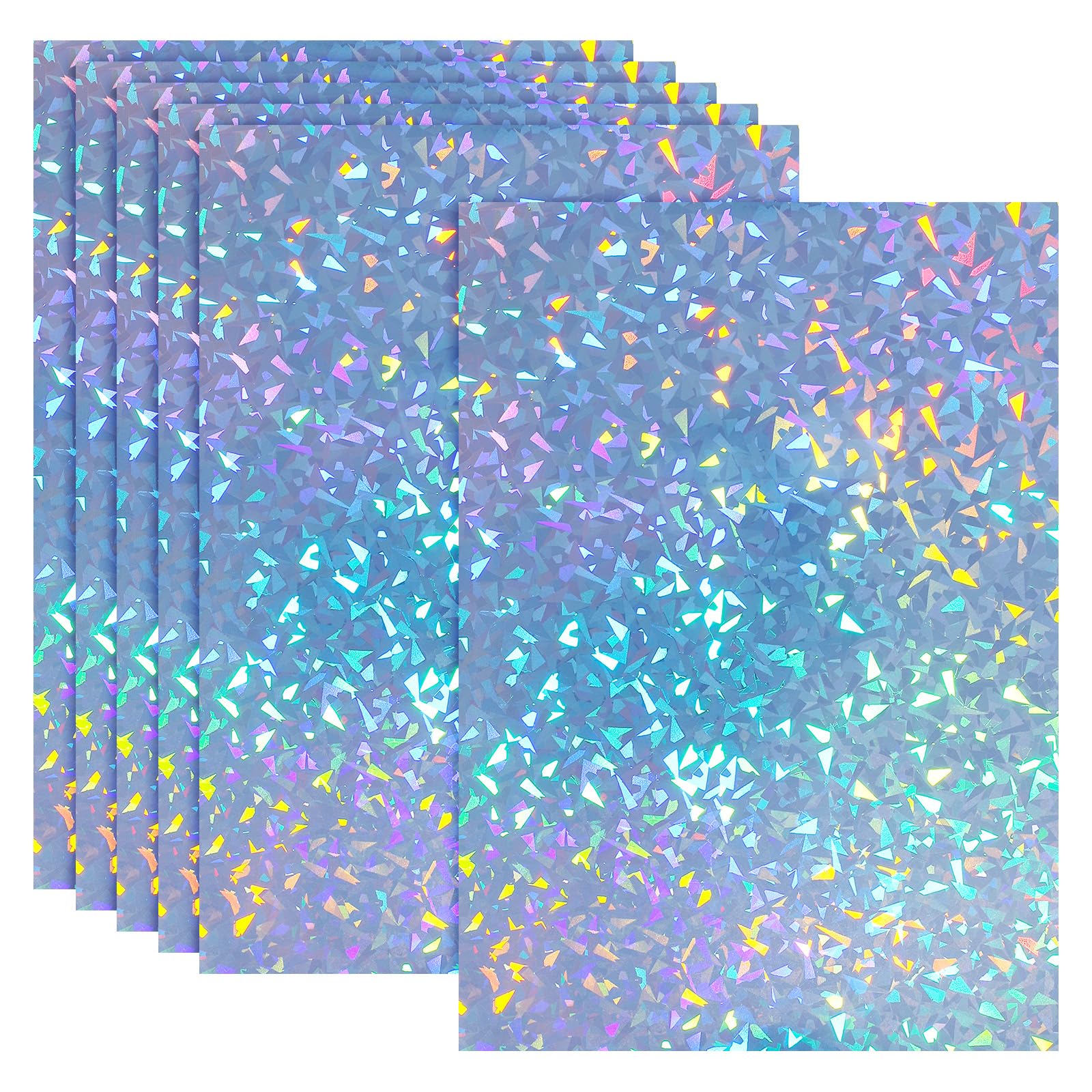 PATIKIL 12x8 Inch Printable Holographic Sticker Paper, 6 Sheets Vinyl Sticker Paper A4 Waterproof Quickly Sticker for Laser Printer Inkjet Printer, Diamond Pattern
