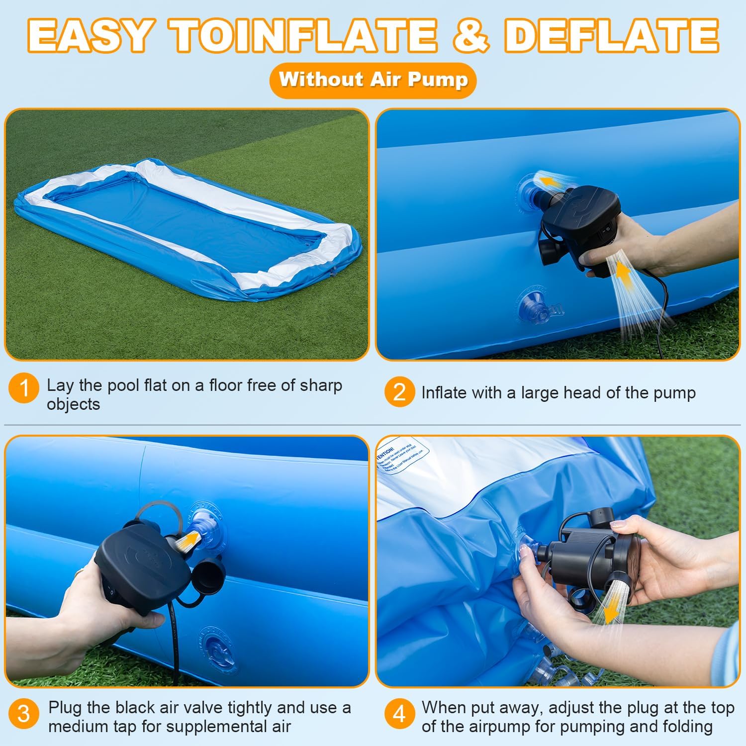 Large Inflatable Pool for Adults, 120" X 68" X 20" Blow-up Pools Swimming Pool, 2025 Upgraded Extra Oversized Thickened Family Pools for Backyard (Without Air Pump)