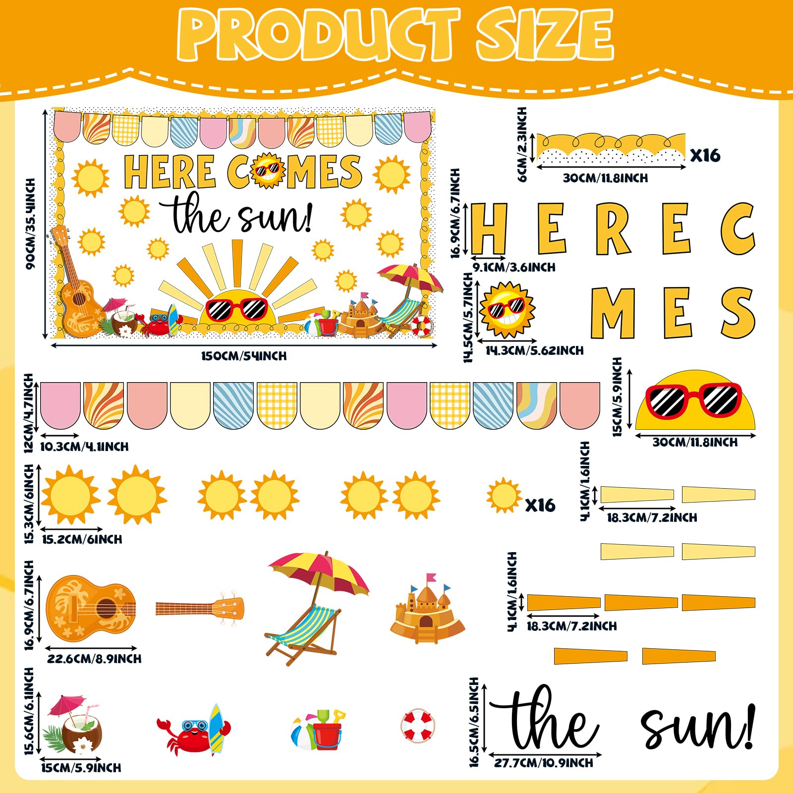 Snapklik.com : Summer Shine Bright Sun Bulletin Board Set Here Comes ...