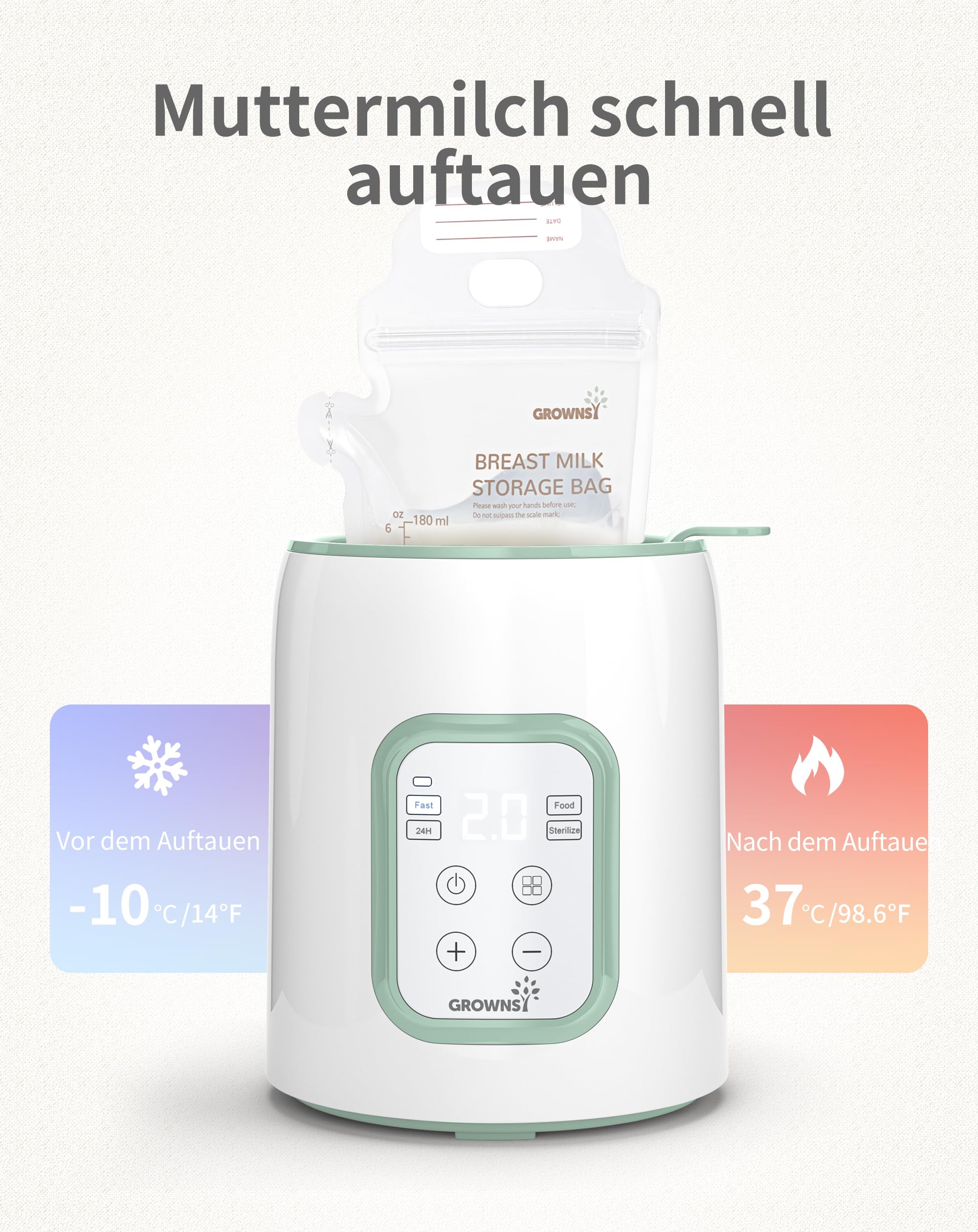 Scaldabiberon per Bambini, GROWNSY Scaldabiberon 10-in-1 per tutte le biberon con Timer, controllo preciso della temperatura e spegnimento automatico, scaldabiberon multifunzionale per latte materno