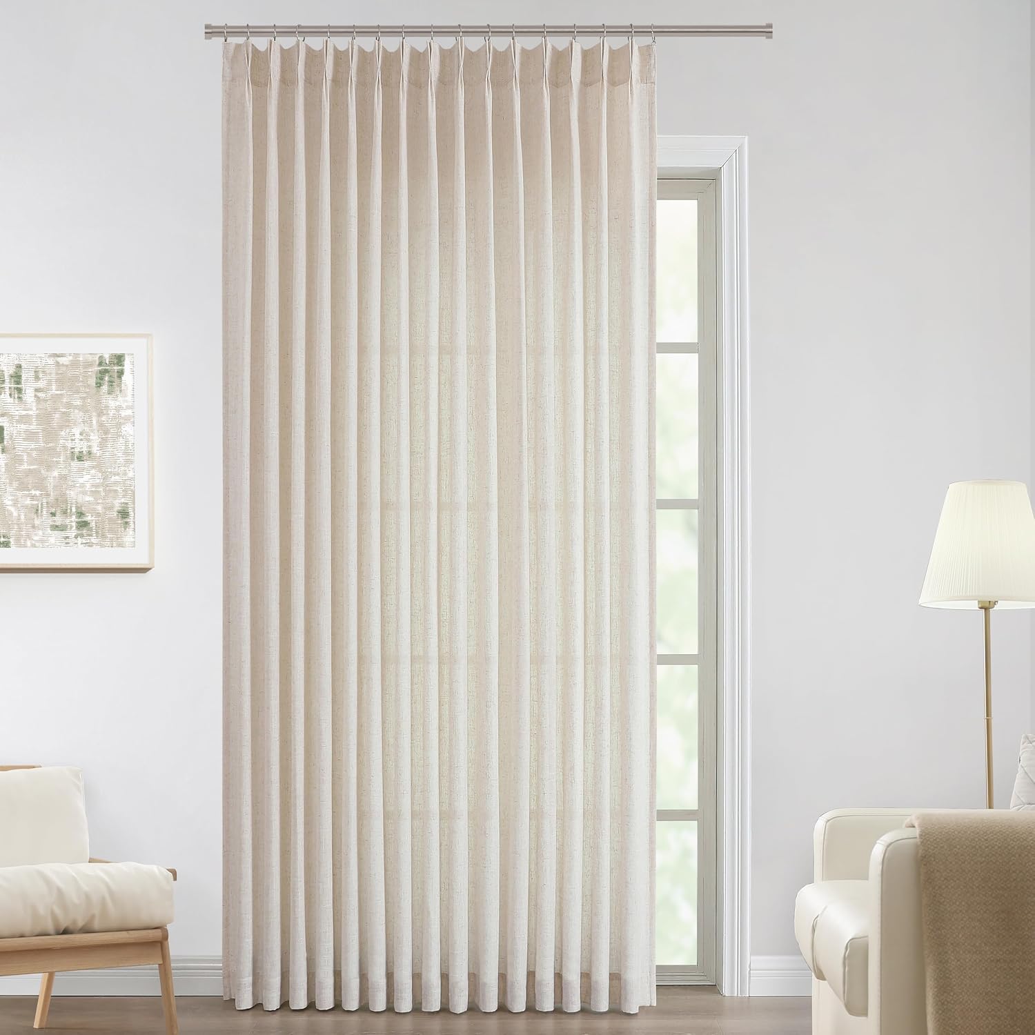 Vision Home Natural Pinch Pleated Semi Sheer Curtains — free download