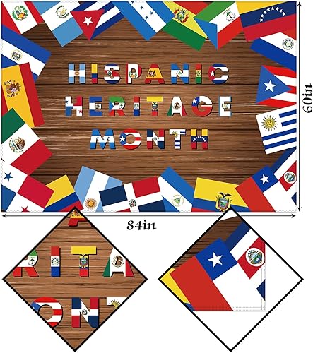 Miniatura 3 de Mantel decorativo del mes de la herencia hispana, 21 banderas de países de habla hispana, decoración rectangular para cocina, comedor, decoración