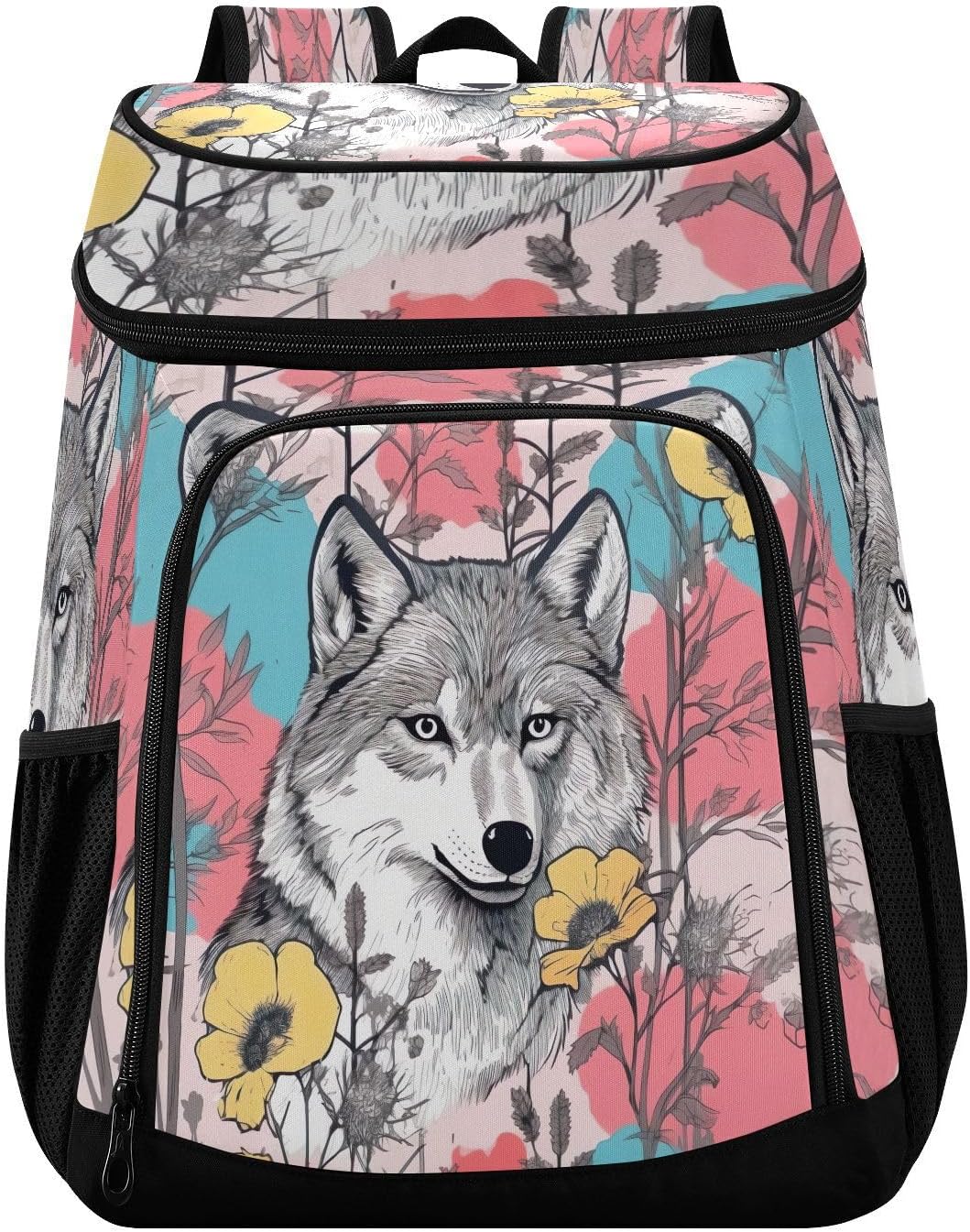 Gray Wolf Cooler Backpack 36 Cans Leakproof Waterproof Backpack Cooler Bag Beach Accessories for Women and Men Travel Camping Fishing Backpack