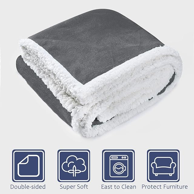 Foto 5 de 8 de Pawsee Manta de Forro Polar para Perro, Manta de Felpa Sherpa Lavable y esponjosa, Cama para Perros para Gatos