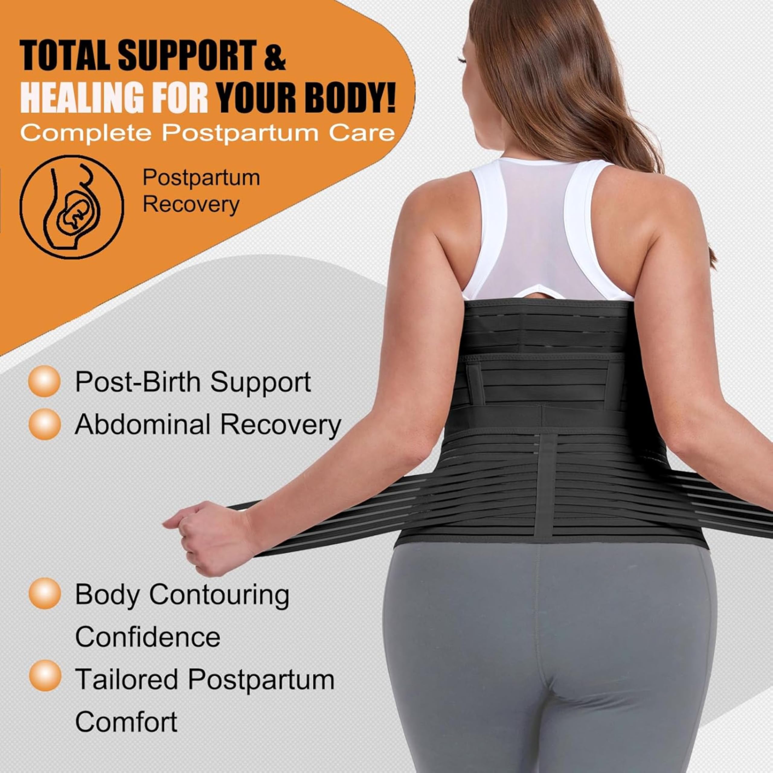 3-in-1 Post Pregnancy Abdominal Belt for Women – C-Section Abdomen Belt & Belly Wrap for After Delivery Recovery – Adjustable Postpartum Belt, Maternity Belt for Waist, Pelvis & Tummy Support (Free Size) (BLACK) - Image 4 thumbnail