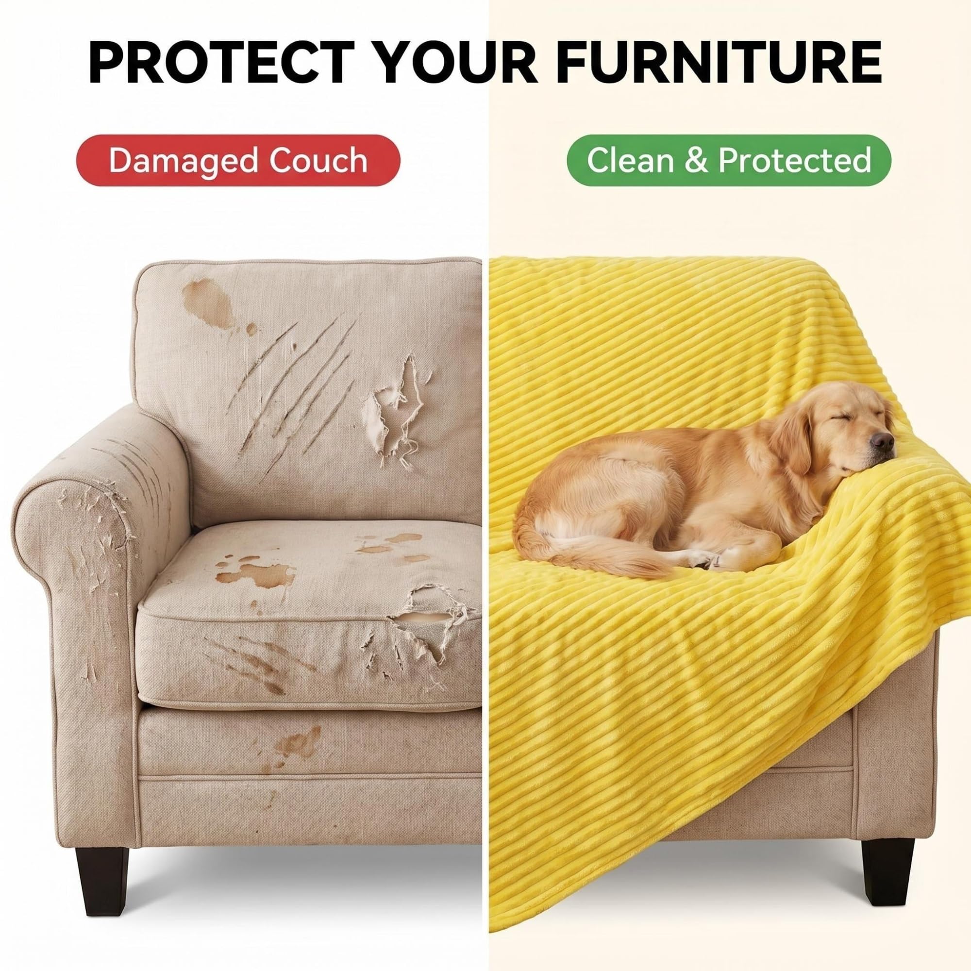 Coperta di supporto emotiva giallo per cani calmante sicurezza coperta ondulata 1,5 cm in pelliccia di coniglio sintetica in poliestere per interni ed esterni (rosa, 150 x 200 cm)