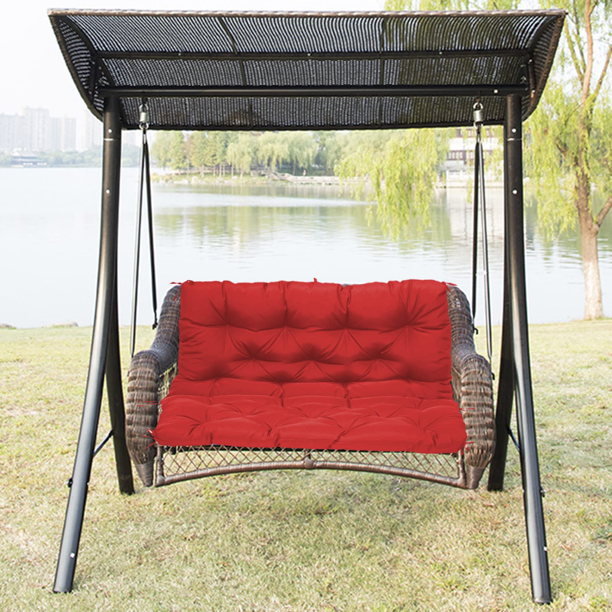 Coussin pour balancelle de jardin 3 places dossier matelas lavable rouge