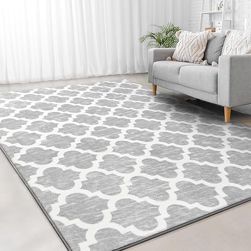 Jelymark Shag - Alfombra marroquí para sala de estar, alfombra geométrica moderna de 6 x 9 pies, alfombra de piso de lana sintética envejecida,