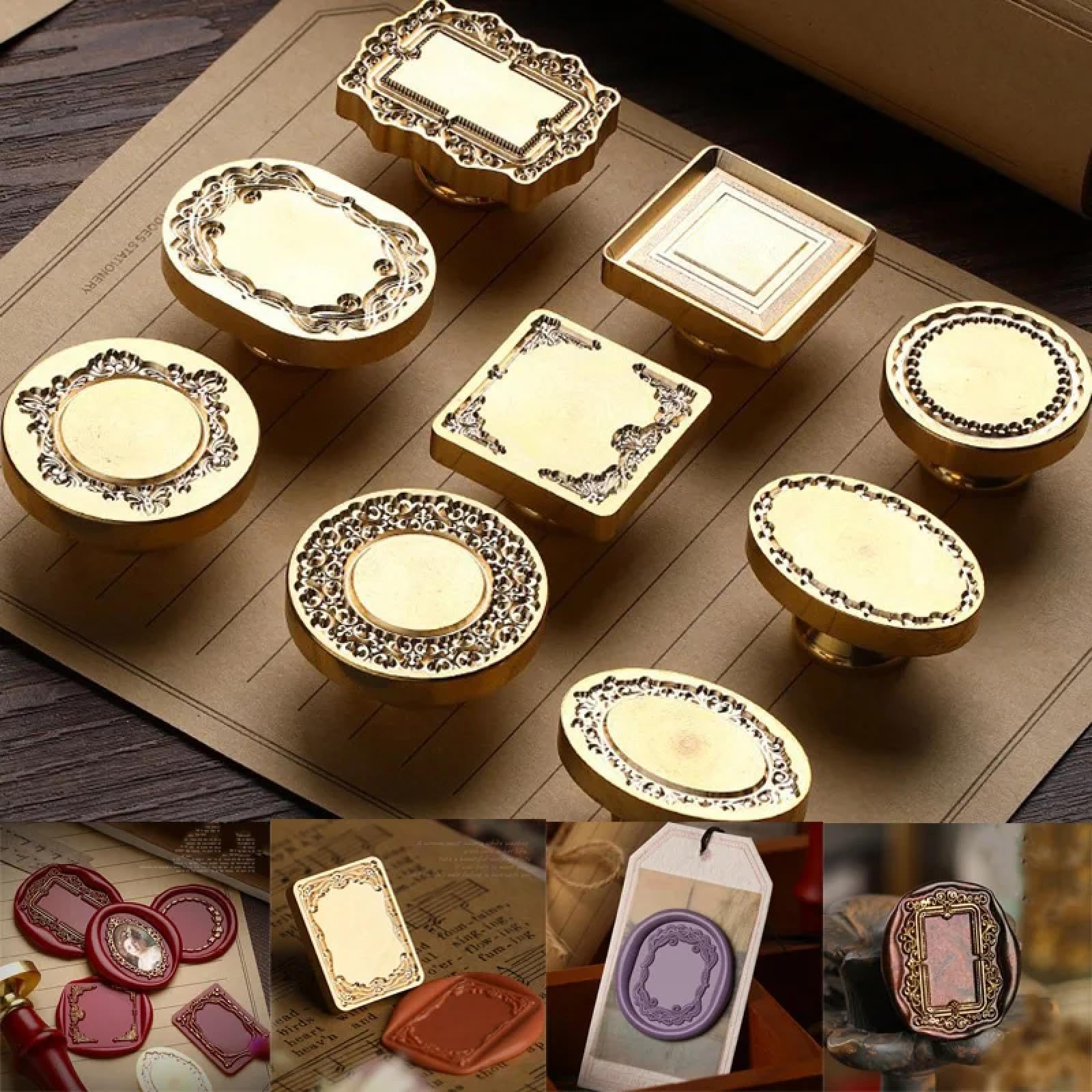 Wax Seal Stempel Set, Fotolijst Serie Afdichting Wax Stempel Hoofd Fire Paint Seal Wax Stempel Heads voor Scrapbooking Envelop Bruiloft Uitnodiging Decoratie Stijl 4
