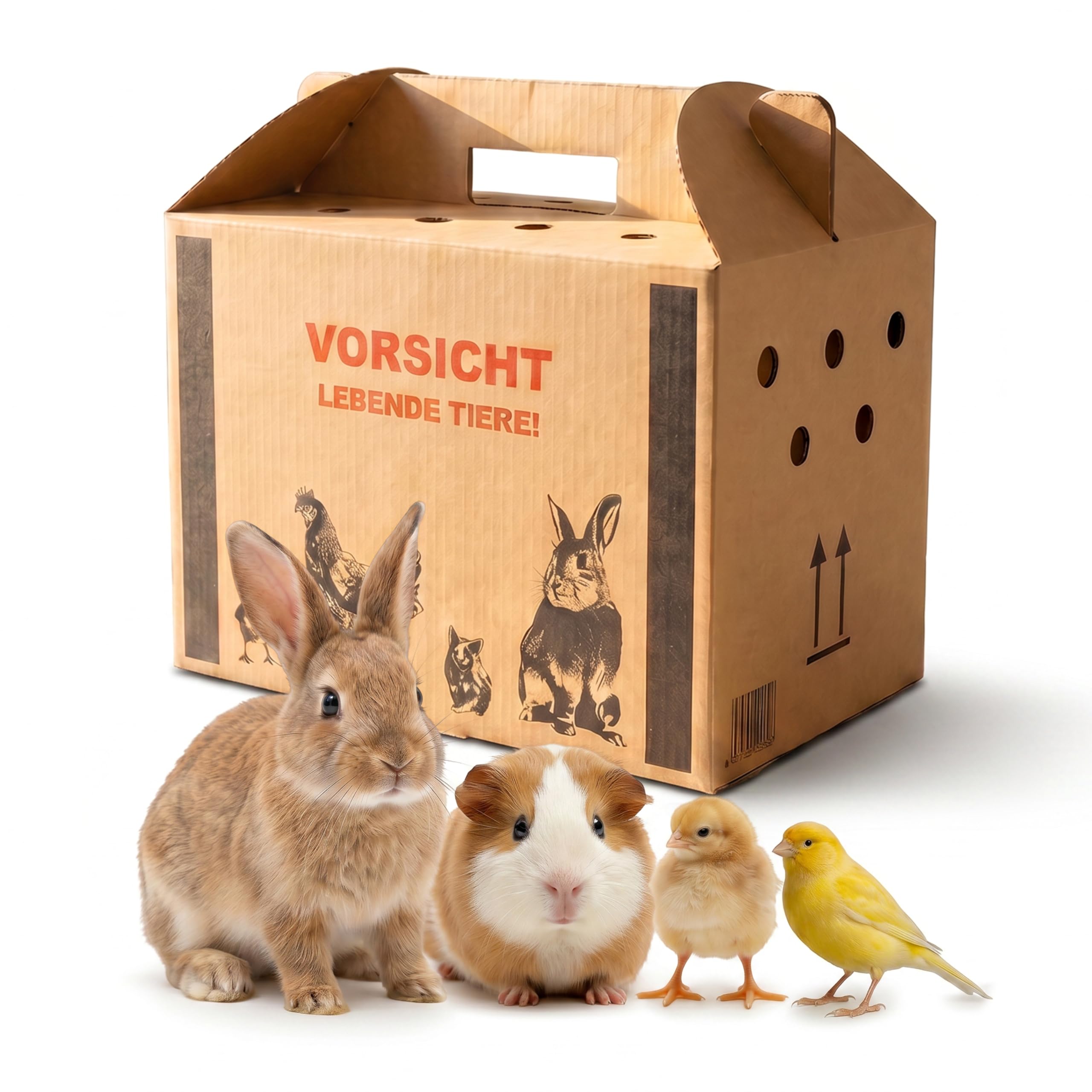 Transportkarton für Tiere Tiertransportkarton für Kleintiere - Geflügeltransportkiste - Hasen Transportbox - Hühnertransportbox - Transportbox Vogel - 580 x 309 x 369 mm (L) - 10 Stück