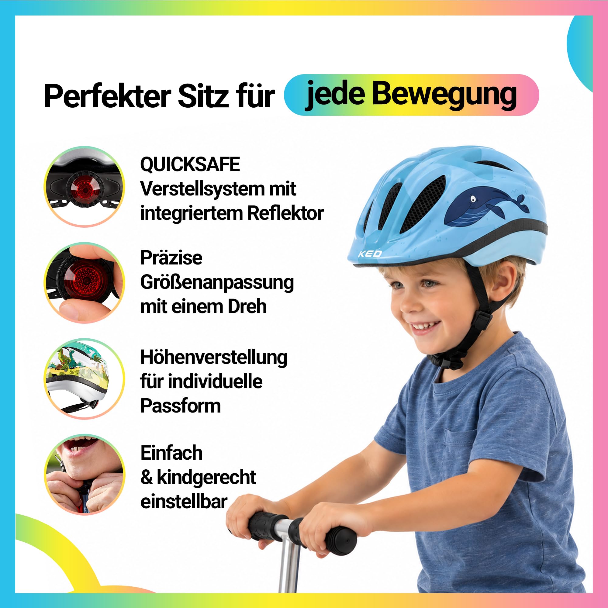 KED Meggy II Trend Fahrradhelm Für Kinder – Made In Germany, LED Rücklicht, MaxShell Technologie Und Präzise Größenverstellung