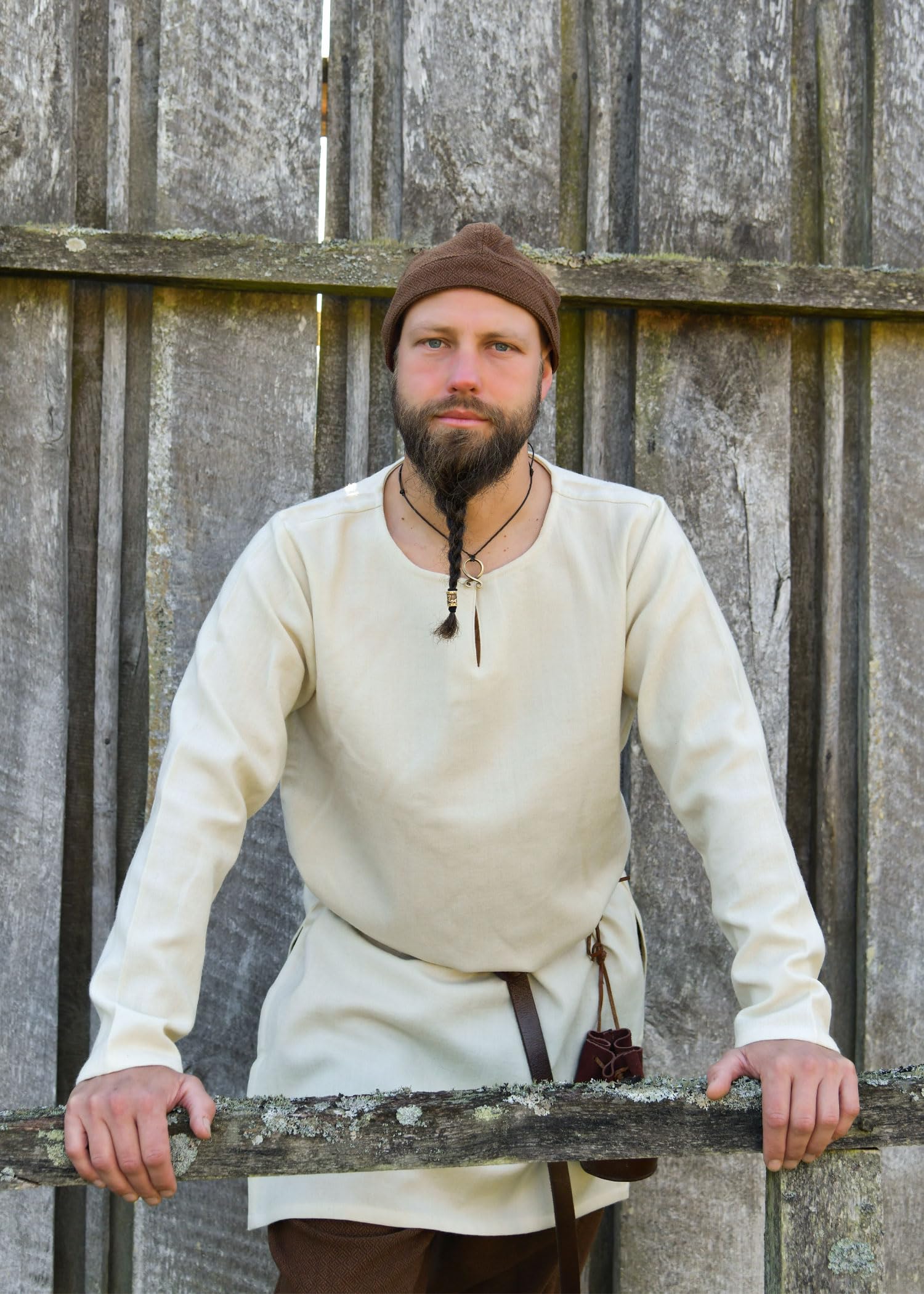 Battle-Merchant Wikinger Tunika Bjane aus Wolle, Herren | Langarm, schlichtes Mittelalter Hemd, für Reenactment, LARP & Fantasy Cosplay
