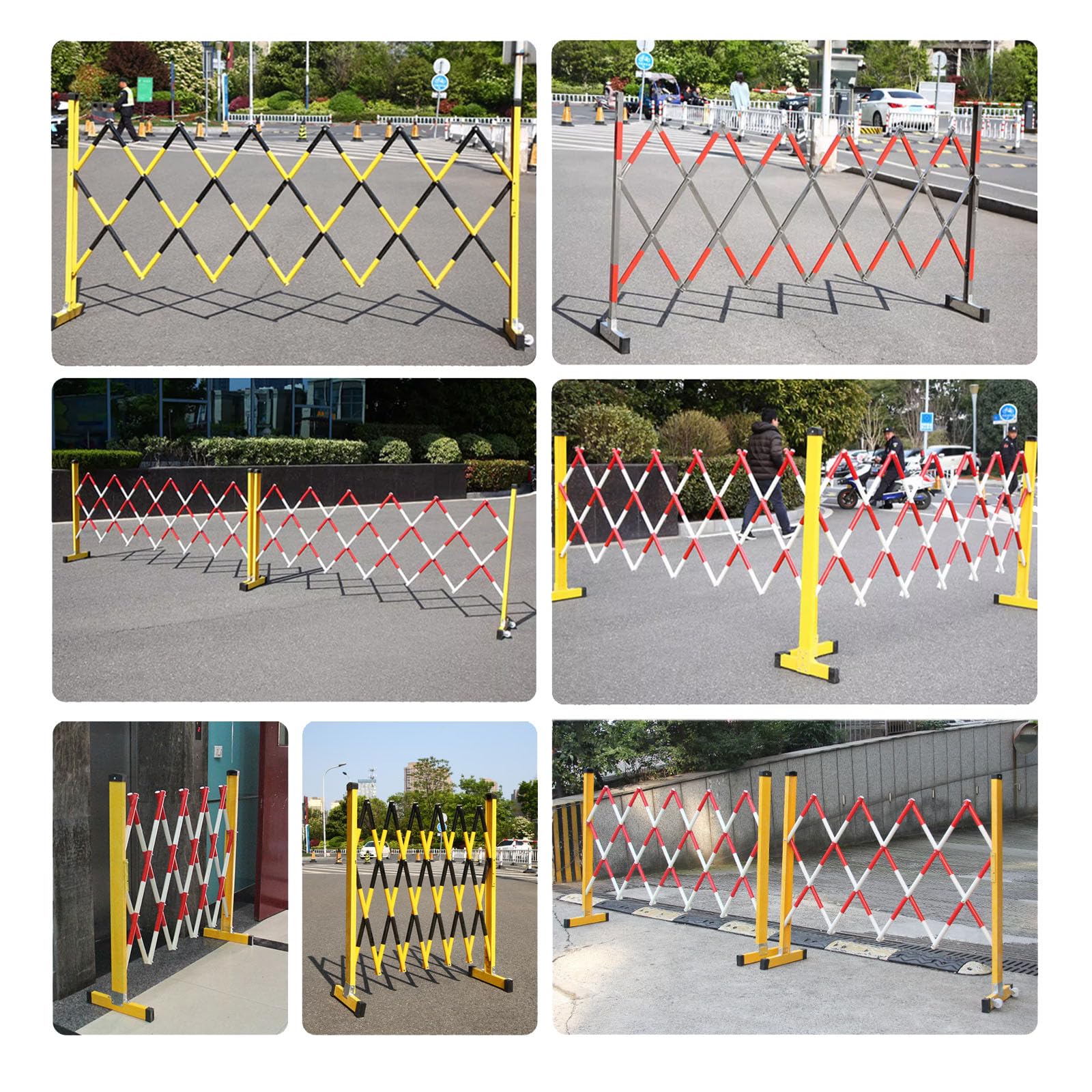 Barrera de metal expandible de 1,2 x 3 m, valla de seguridad plegable con ruedas, puerta de seguridad industrial, barrera de control de acceso flexible roja para eventos y obras de construcción