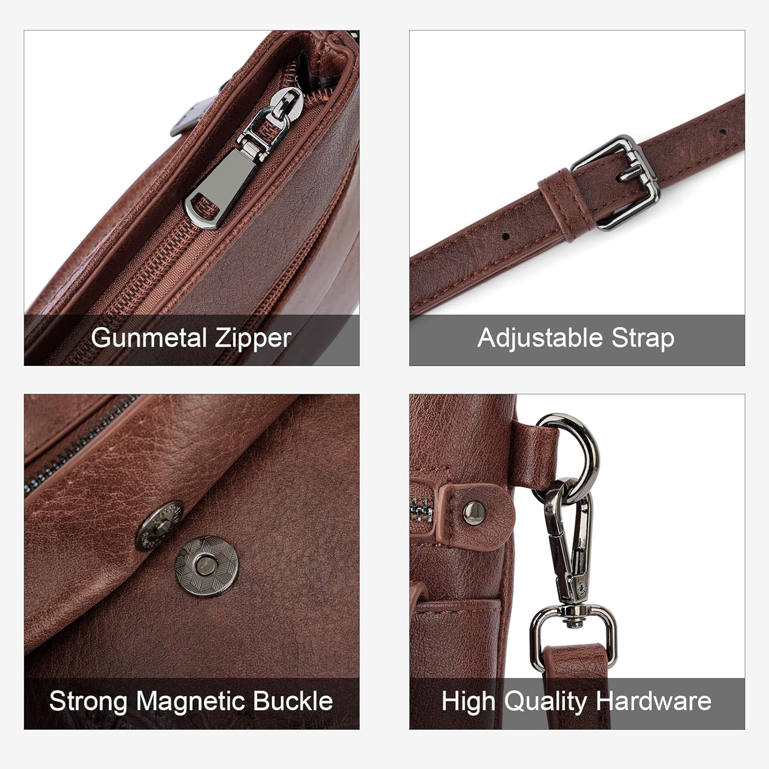 Small Crossbody Purse for Women, Vegan Leather Multi Pocket Bag with Adjustable Strap Embossed Travel Shoulder Bag - Image 6