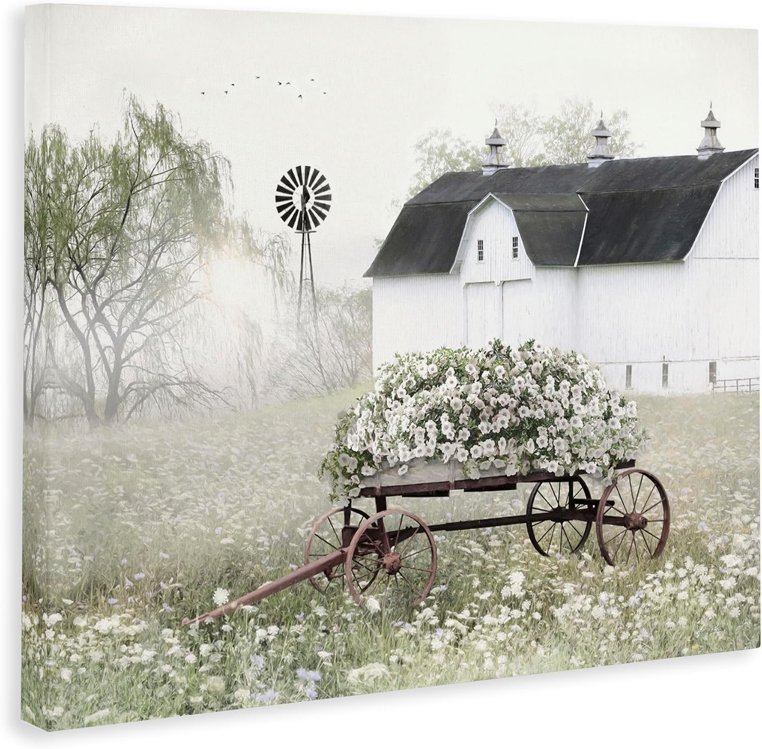 Stupell Industries Endearing Vintage Flower Wagon Rural Country Barn Canvas Wall Art, Design By Lori Deiter