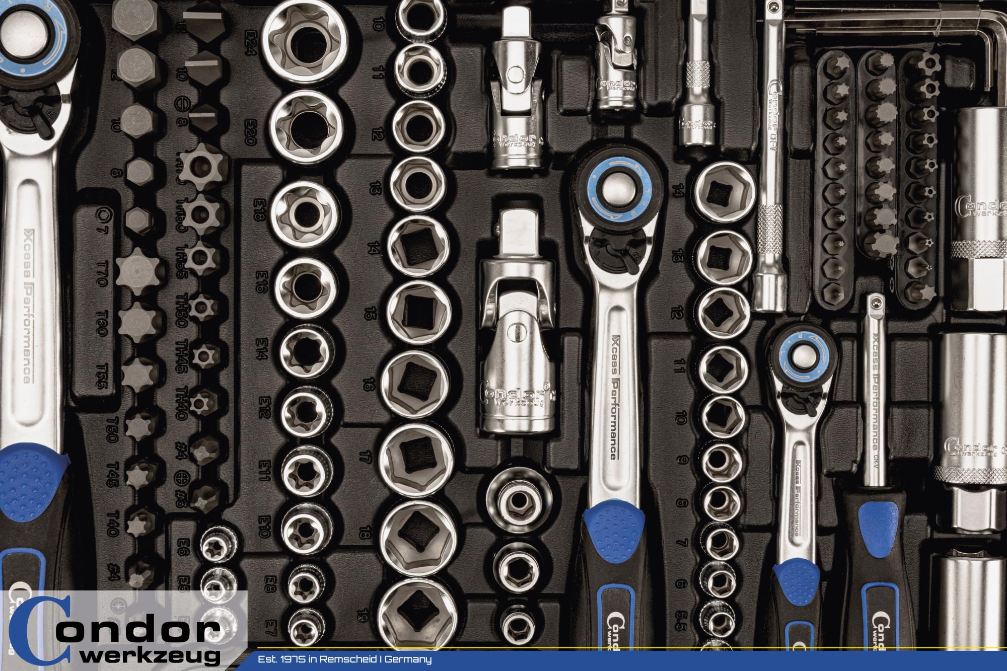 Condor Werkzeug 38180 | Steckschlüssel-Satz Sechskant | 180-teilig | Antrieb 1/4" + 3/8" + 1/2" | mit Koffer | xcess performance