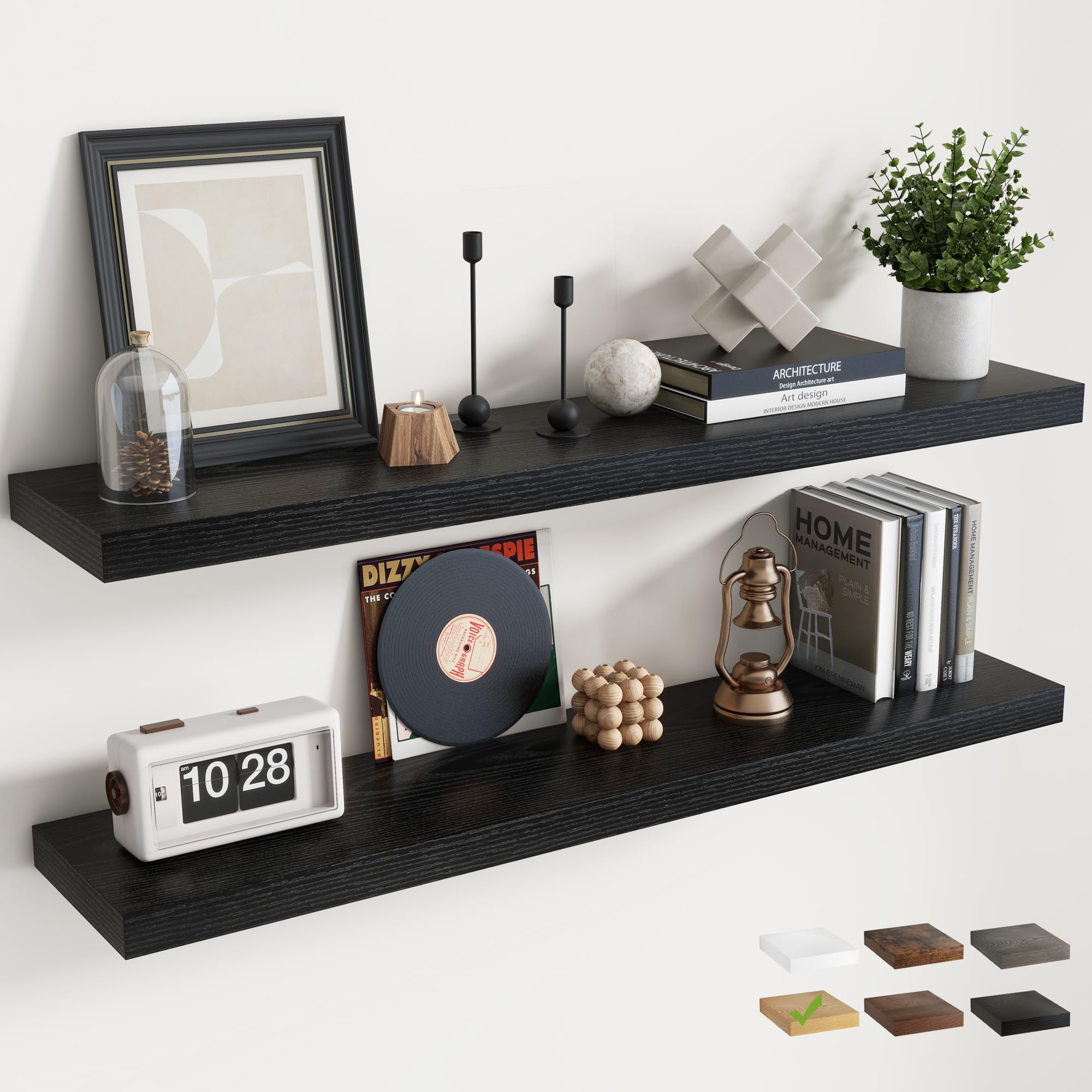 Marsmiles 120 CM Floating Shelves, Wall Shelf, Bookshelf, Black, 2Pcs