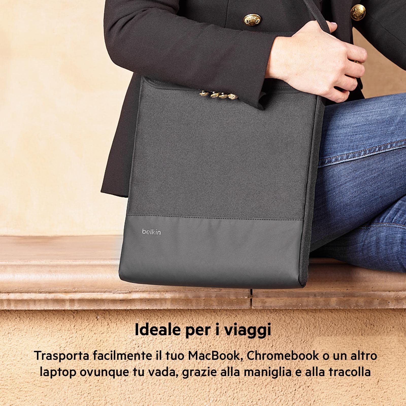 Belkin EDA001, Custodia per portatili, tablet e Chromebook 11-13 pollici; compatibile anche con MacBook Pro 13, Air, iPad Pro 11, 12.9''; custodia con tracolla per proteggere i notebook