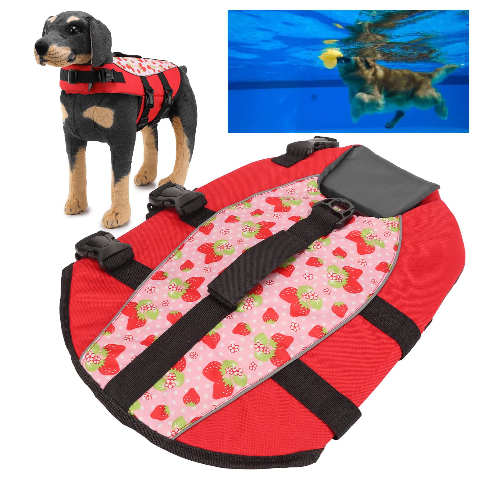 Gilet de flottement pour chiens, gilet de sauvetage pour chiens à la mode à haute flottabilité, design réglable avec crochet et poignée arrière pour la (L)