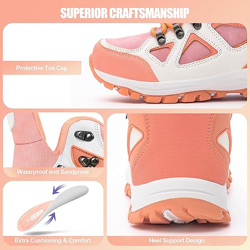 Miniatura 5 de R CORD Botas de senderismo para niños, botas de senderismo para niñas, botas de nieve para niños, botas de senderismo de invierno para niñas, botas