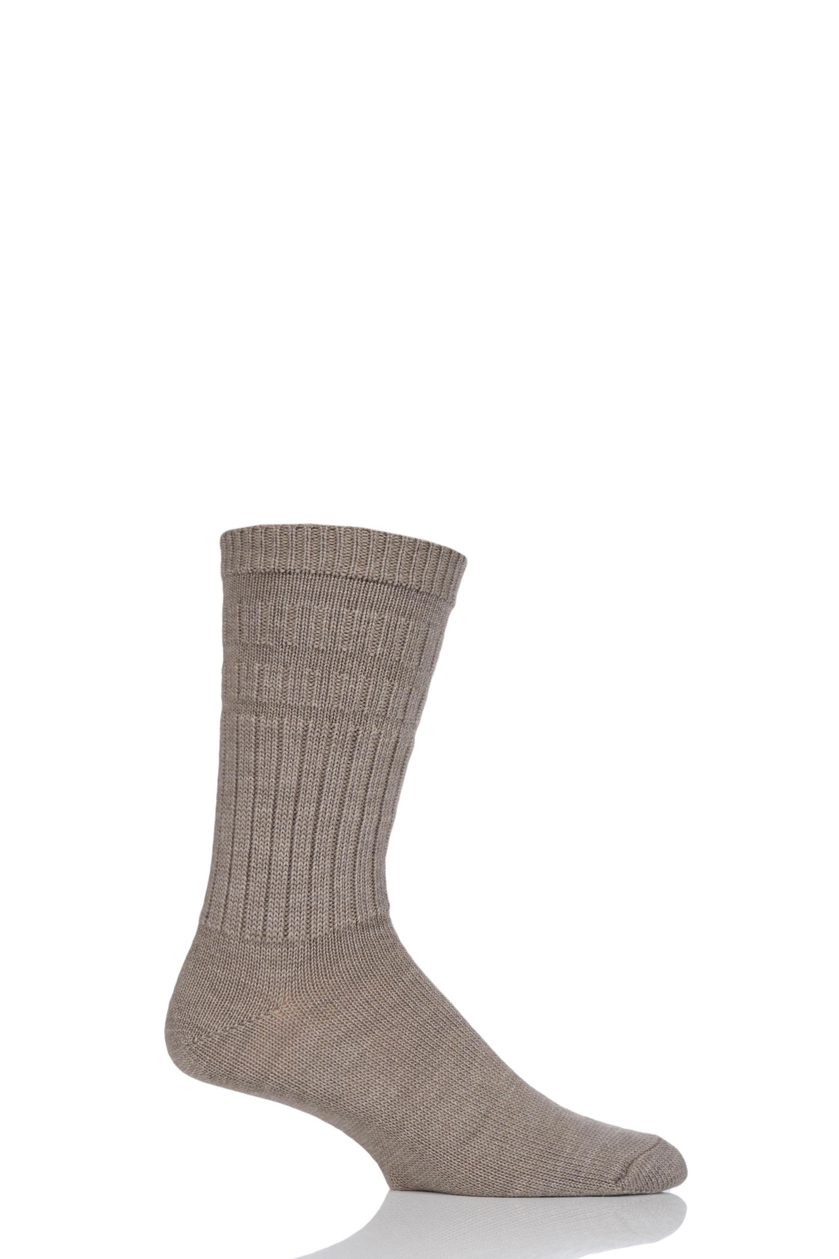 Hj Hall Men's Taupe H.j Softop Wool Rich Socks - 6-11