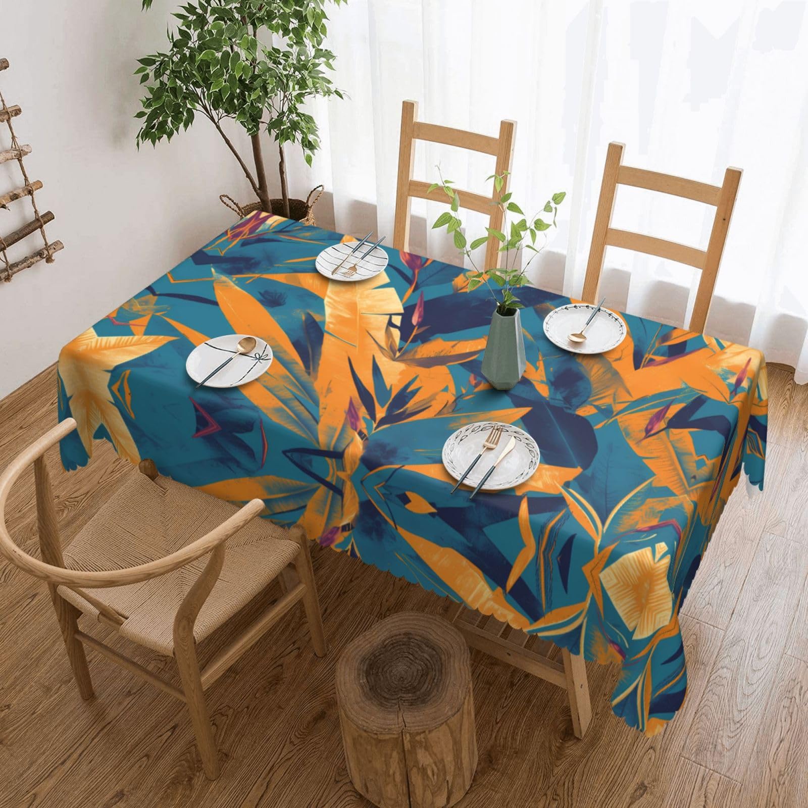 MROWYC Large golden leaves Printed tablecloths are suitable for hotels, picnics, and parties, and can effectively protect the tabletop