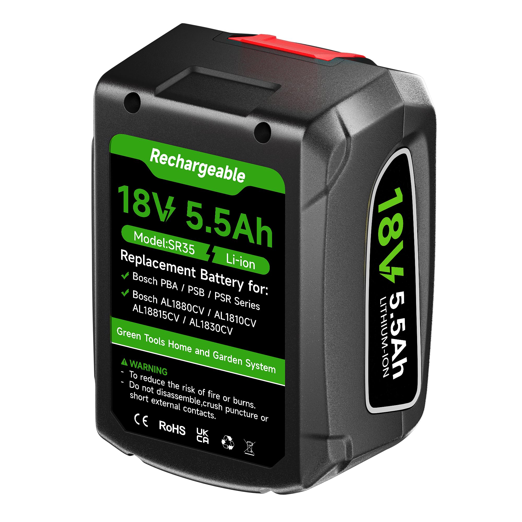 18V 5.5A AH Batteria per Bosch PBA/PSB/PSR serie, AL1880CV AL18815CV AL1830CV, batteria di sostituzione per rifiniture di siepi, cacciaviti a cordone, cacciaviti per trapani