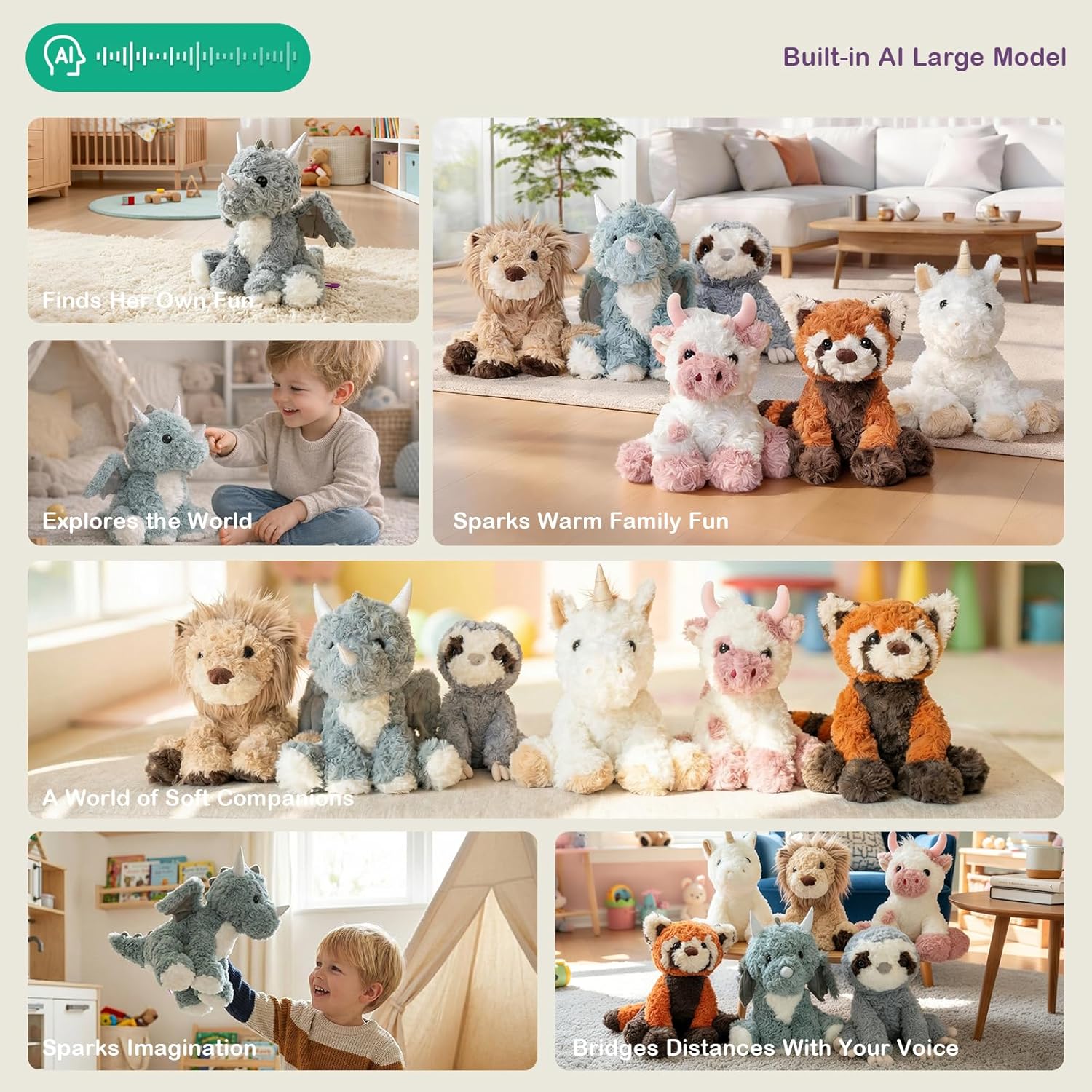 KOWSI® AI Interactive Talking Unicorn Plush – 1.4LB Microwavable Heatable Stuffed Animal with Tourmaline Lavender Heat Pad - 12" Educational STEM Toy to Learning Language Voice-Activated