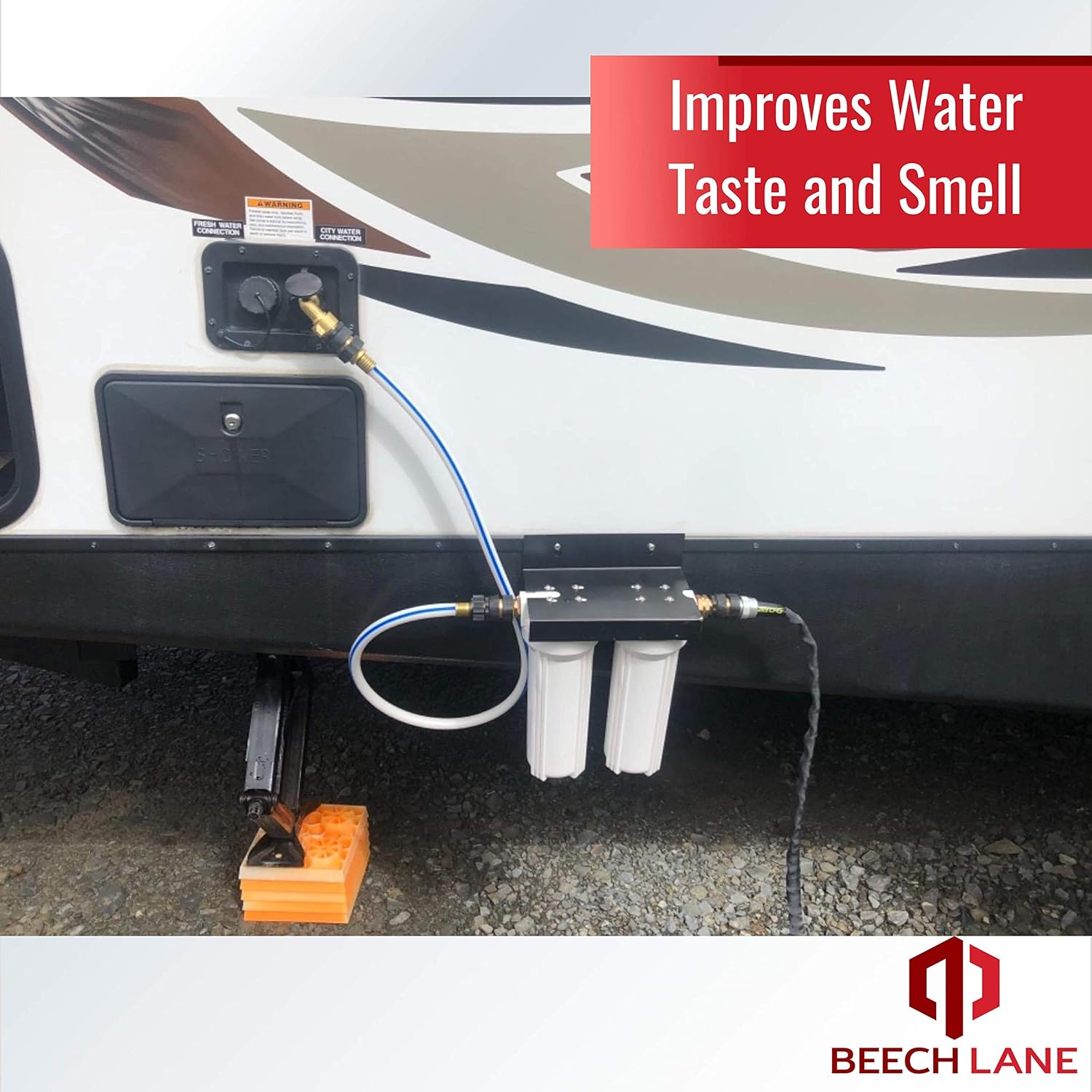 Chеареѕt 🛒 Beech Lane External RV Dual Water Filter System, Leak-Free Brass Fittings, Mounting Bracket and Two Filters Included, Sturdy Construction is Built to Last