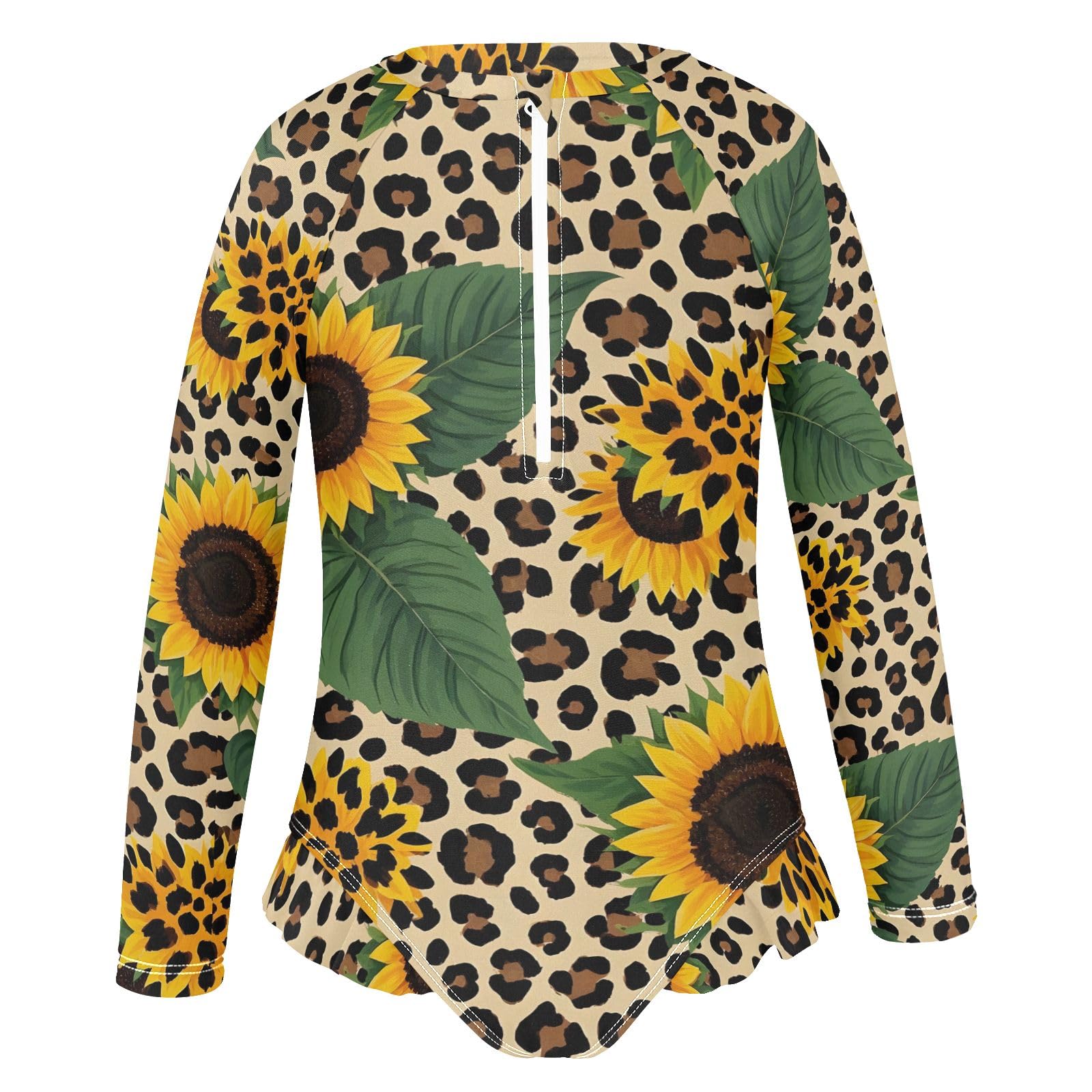 ALAZA Toddler Swimsuit Girl Bathing Suit Swimwear Rash Guard Leopard Sunflower Cheetah Long Sleeve 3T