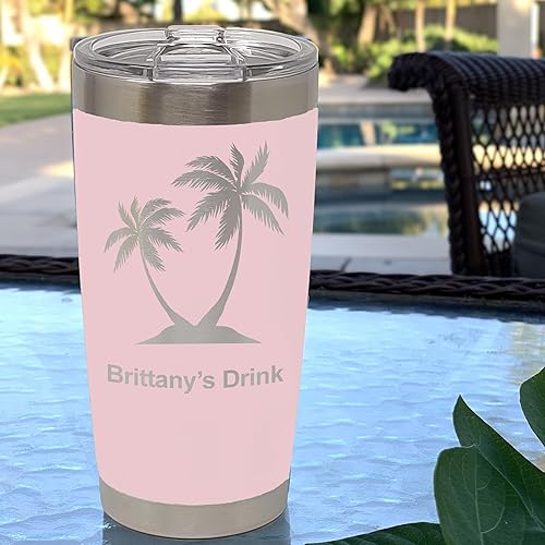 Miniatura 2 de LaserGram Taza aislada al vacío de 20 onzas, asistente médico MA, grabado personalizado incluido (rosa)