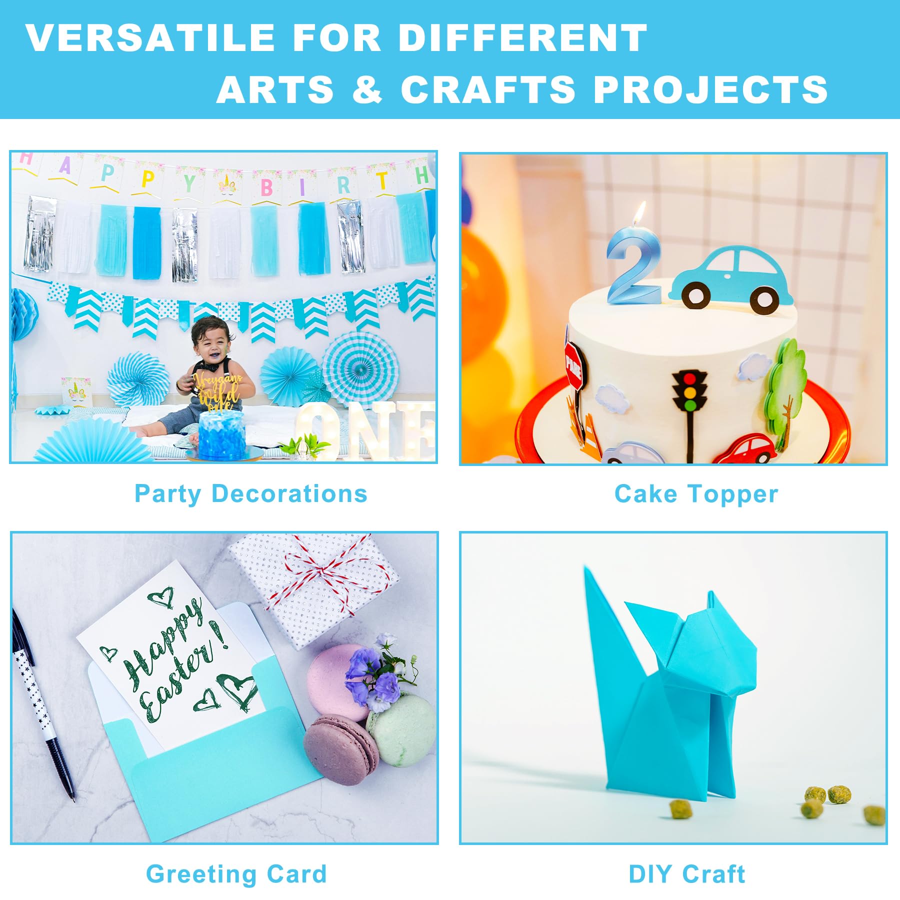 A4 Blue Card Paper - 180gsm 120 Sheets - Coloured Blue Craft Card for Arts or Crafts DIY Cards Making, Scrapbook, Printing - Image 4