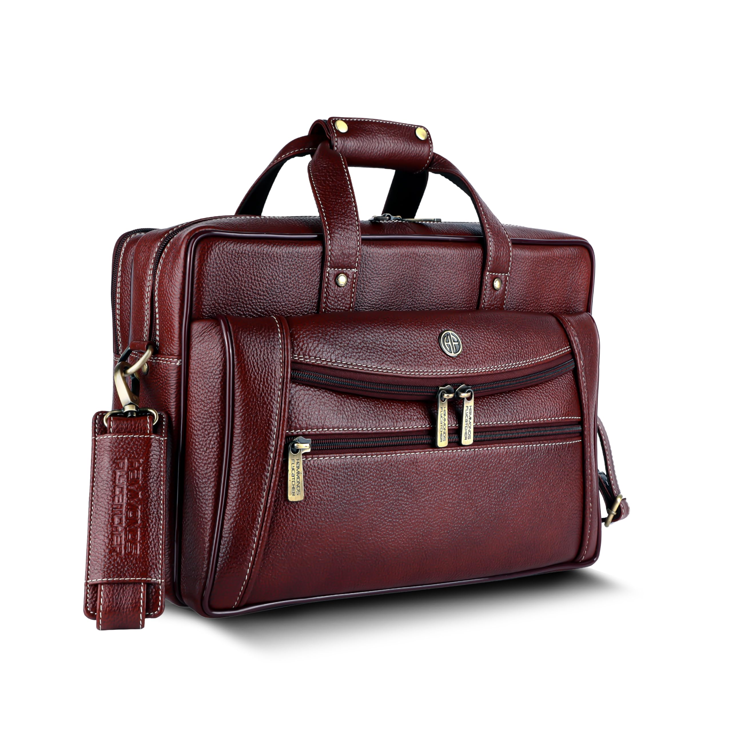 hammonds flycatcher Genuine Leather Office Bag for Men - 15.6" Laptop Bag for Men for Office, Travel, Daily Use - Padded Laptop Compartment, Trolley Strap, Adjustable Strap, 1 Year Warranty-picture-39