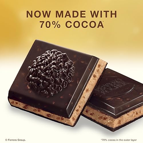 Miniatura 5 de Ferrero Rocher Barra de chocolate premium, 55% chocolate amargo avellana y caramelo salado crujiente, 8 unidades, 3.1 onzas