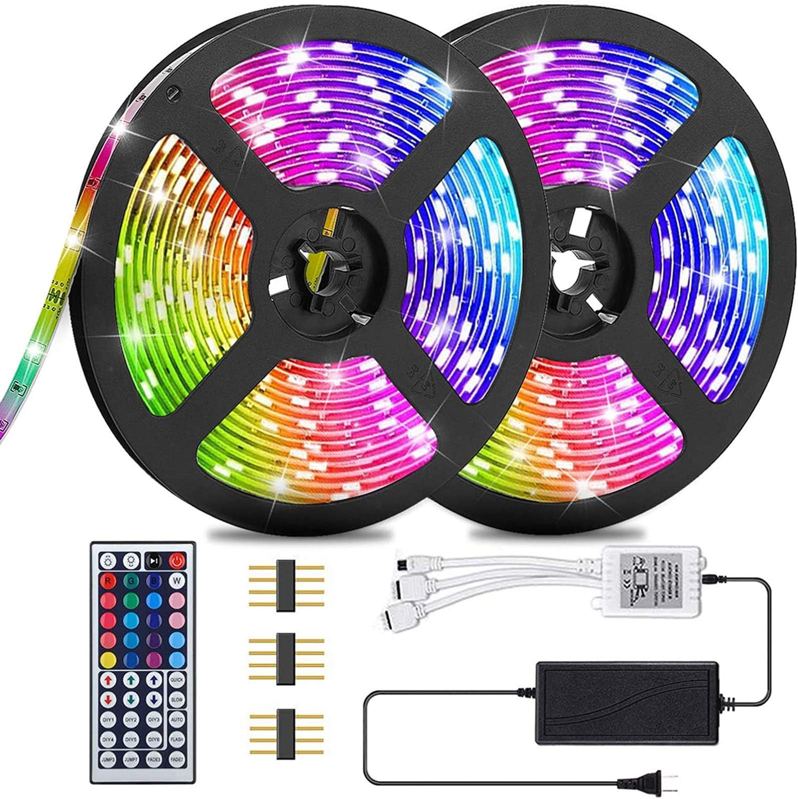 Led Strip Lights 32.8ft, Waterproof Flexible 5050 RGB LEDs Color Changing Lights Strip for Bedroom, Kitchen, Party, Home Decoration, with 44 Keys Ir Remote and 12V Power Supply