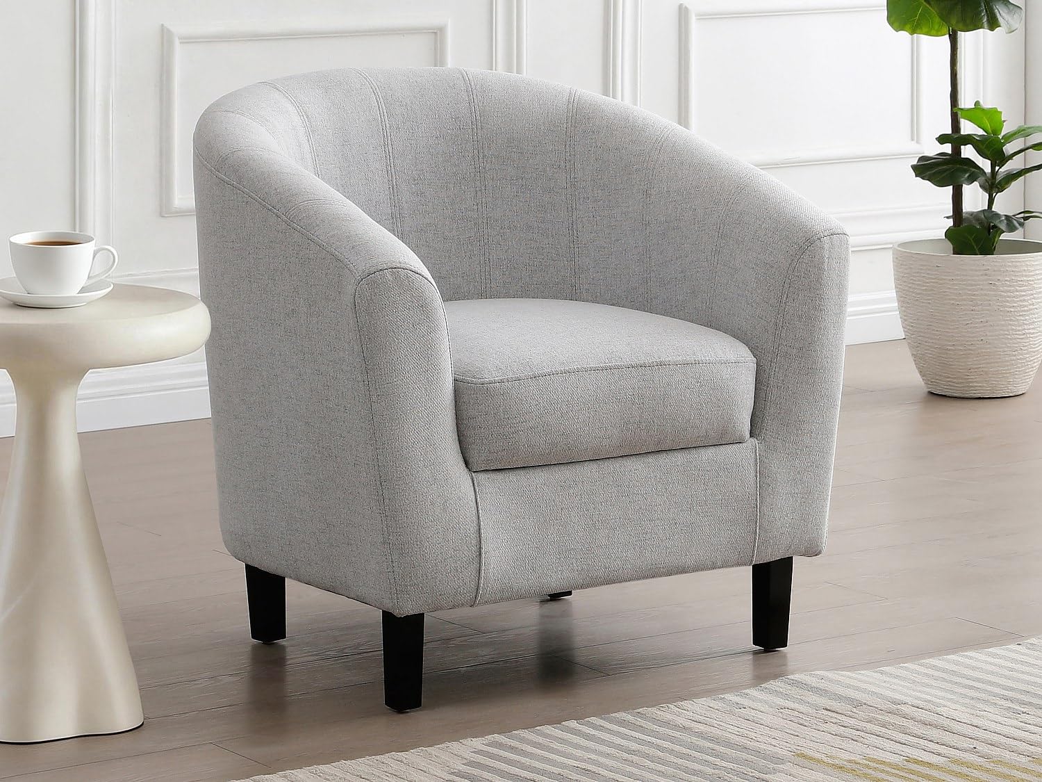 Vente-unique - Sessel mit gerader Rückenlehne 1 Cristobal - Polyester - hellgrau