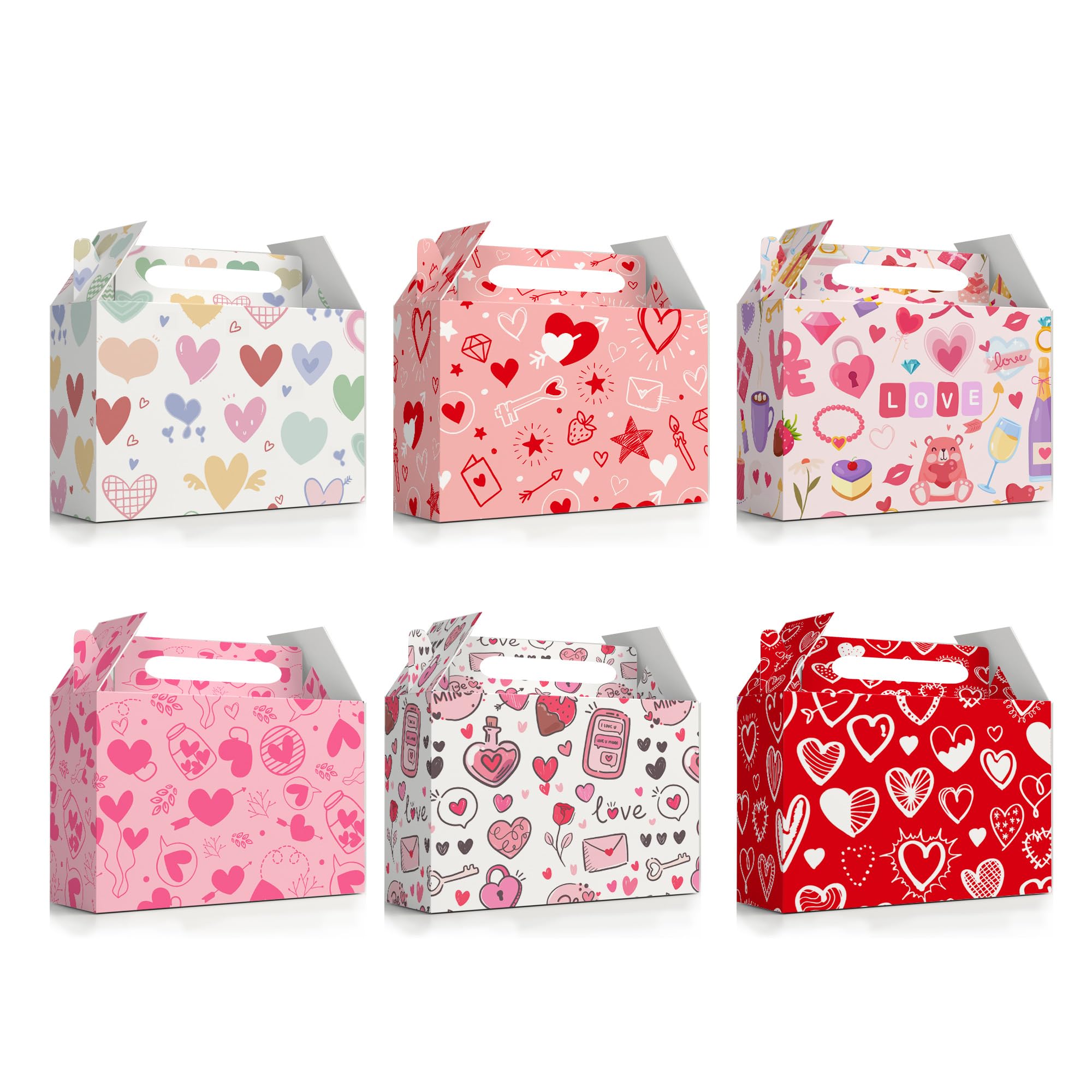 Caja de Regalo para el día de San Valentín, 24 Pcs Valentines Treat Boxes, Caja de Decoración de San Valentín & Caja de Regalos de Fiesta de San Valentín para Decoraciones de Fiesta para San Valentín