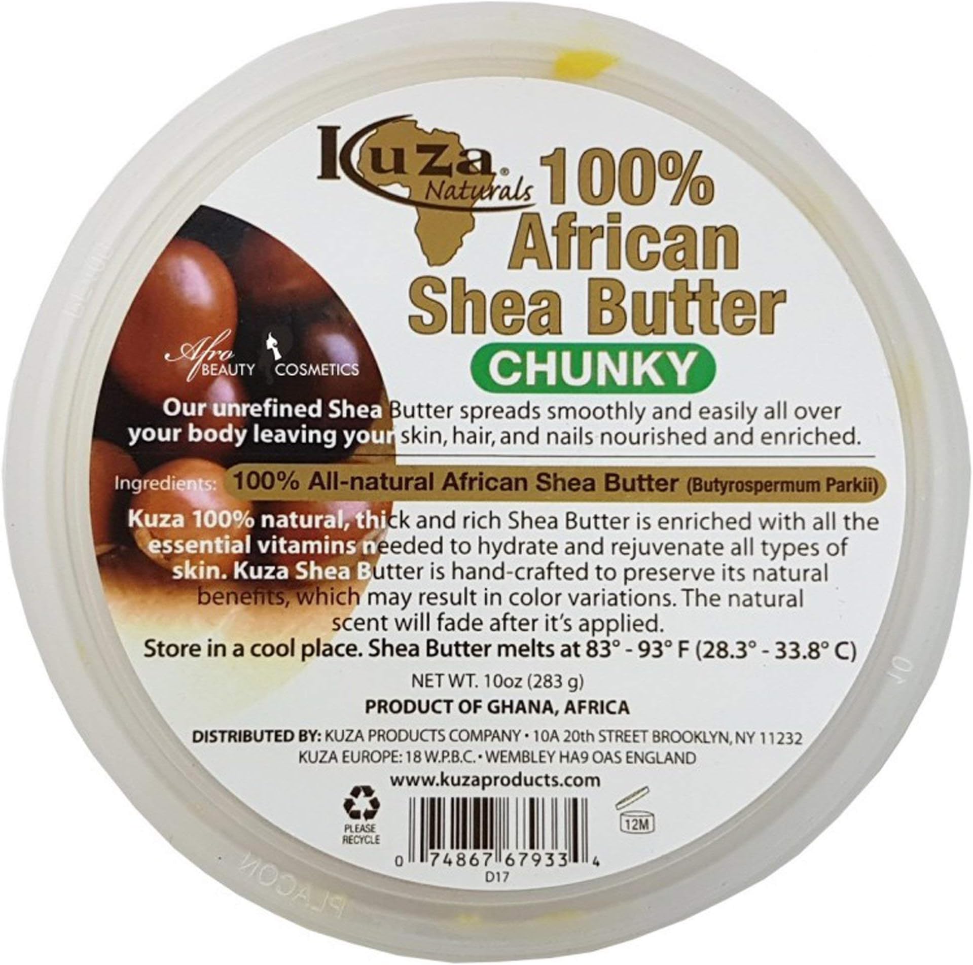 100% PURE AFRICAN SHEA BUTTER CHUNKY 283gm FOR SKIN, HAIR & NAILS