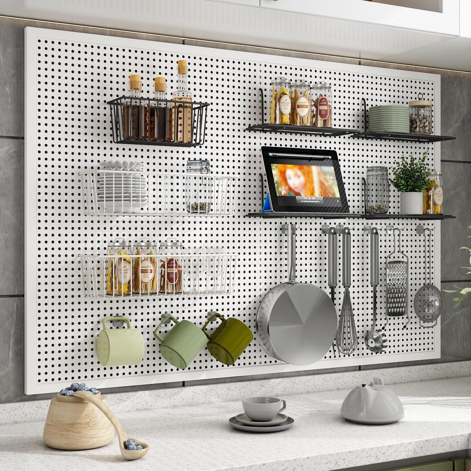 Panneaux perforés en métal – Organiseur d'outils en acier durable pour garage, bureau et salle d'artisanat – Solution de rangement murale