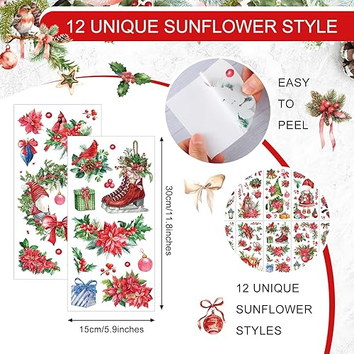 Miniatura 9 de 12 hojas de calcomanías clásicas para transferencias para manualidades y muebles, calcomanías clásicas de trineo, piña, calabaza, para hogar,