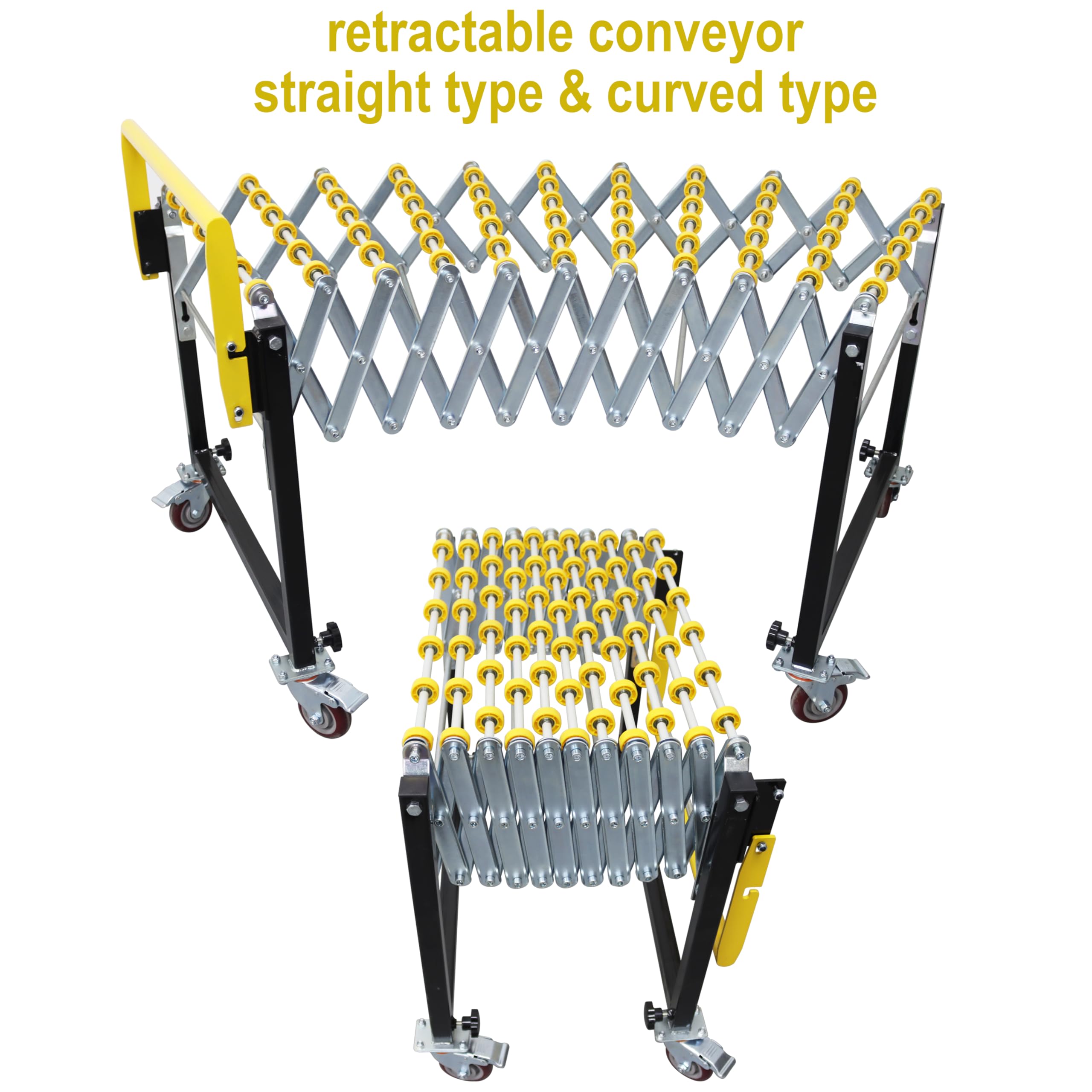 TECHTONGDA Folding Conveyor ABS Wheels Stand Retractable Adjustable 15.7-59inch Length 29.5-45.3inch Height 23.5inch Width Carbon Steel Frame
