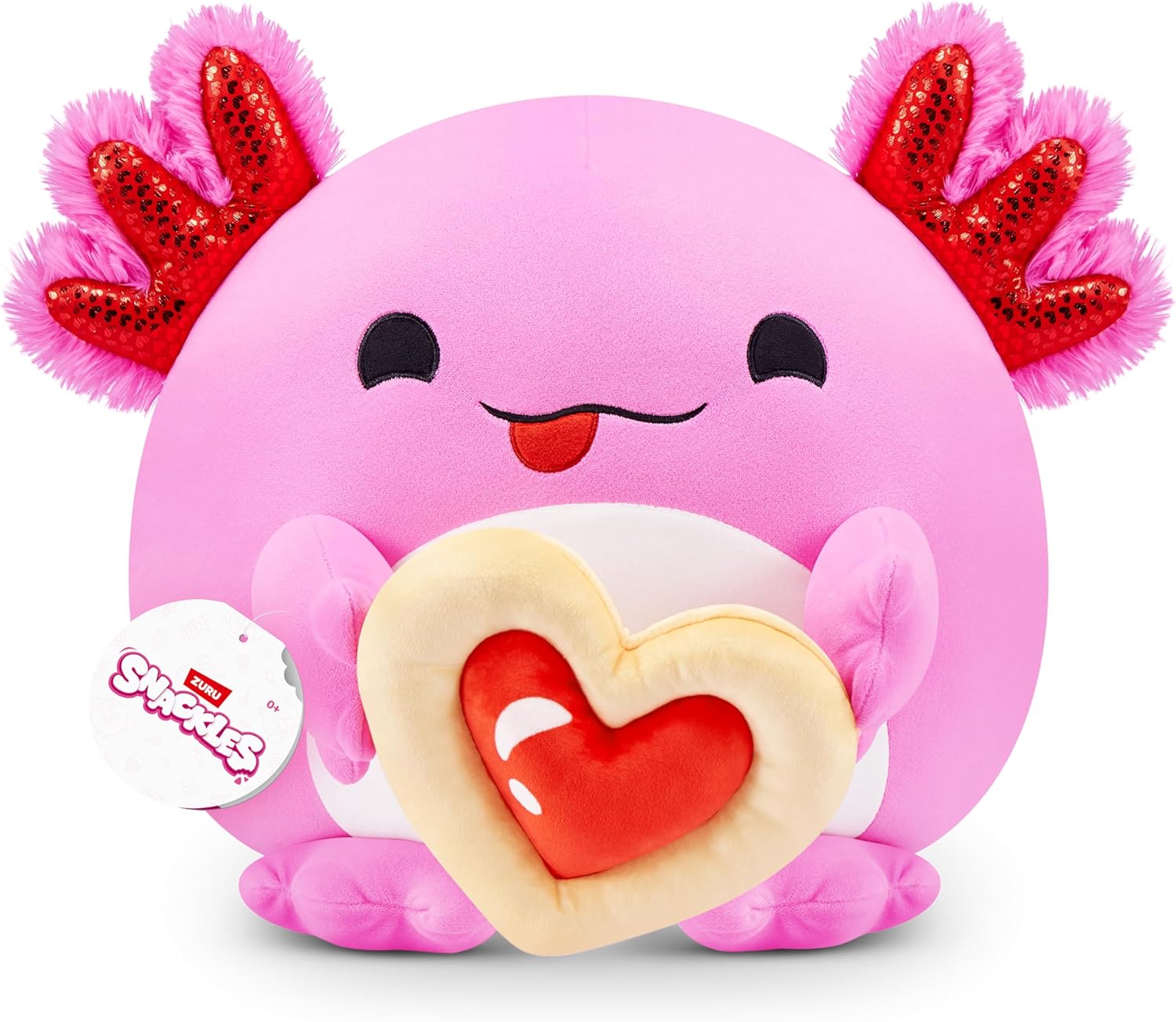 ZURU Snackles 8-inch Plush Valentine's Edition, Cuddly Squishy Comfort with Valentine's Snack Accessory (Cow & Chocolate)