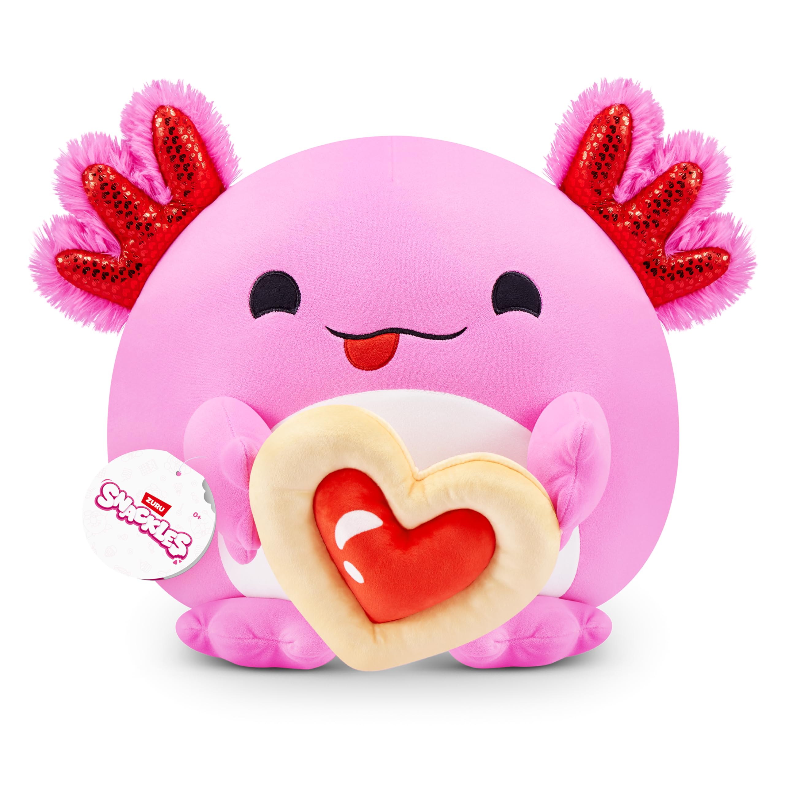 Snackles Love Edition Axolotl Plush Toy 35cm by ZURU – Large Soft Cuddly Stuffed Animal with Cookie Snack Accessory, Romantic Gift for Her Him, Collectible — image 1